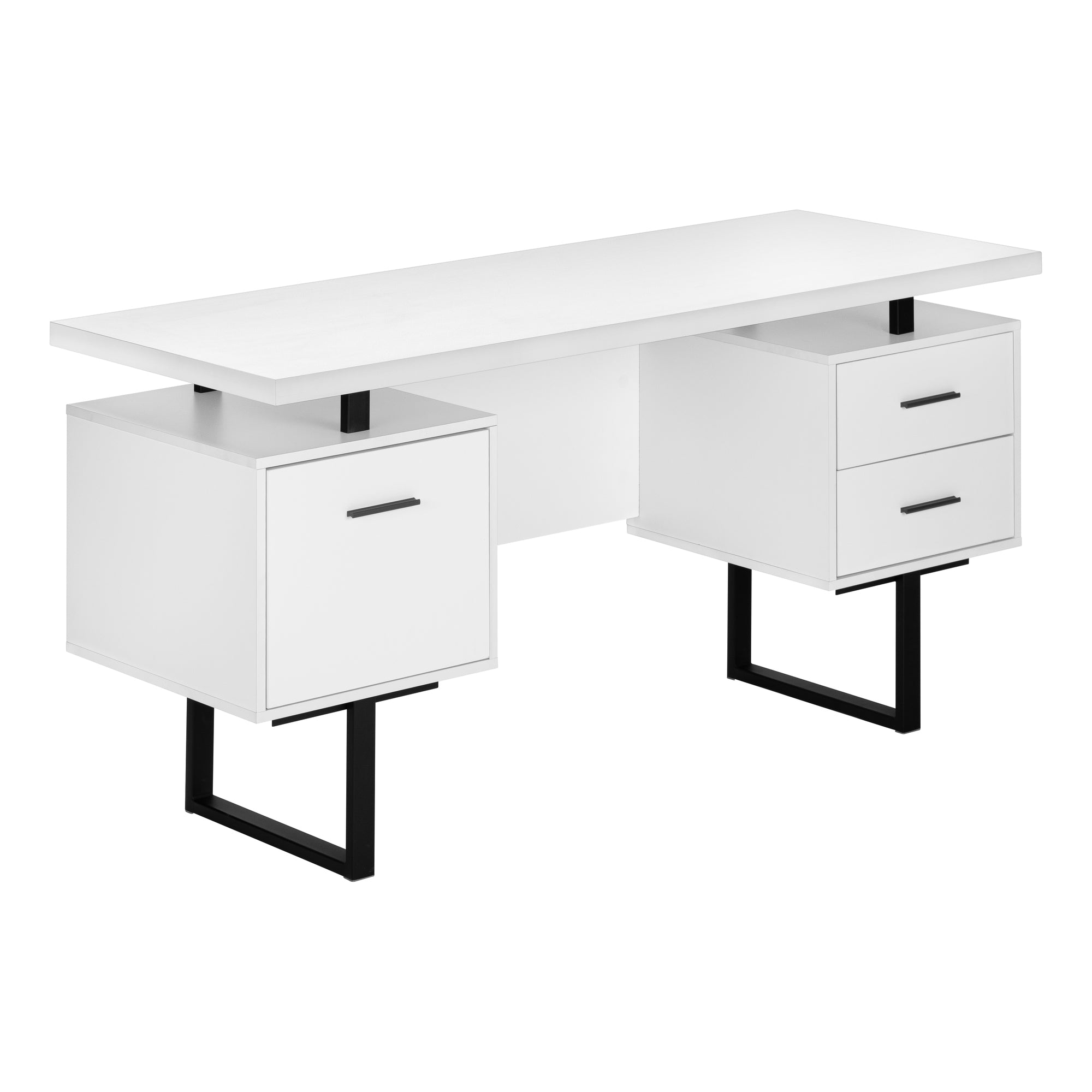 Computer Desk - 60L / White / Black Metal