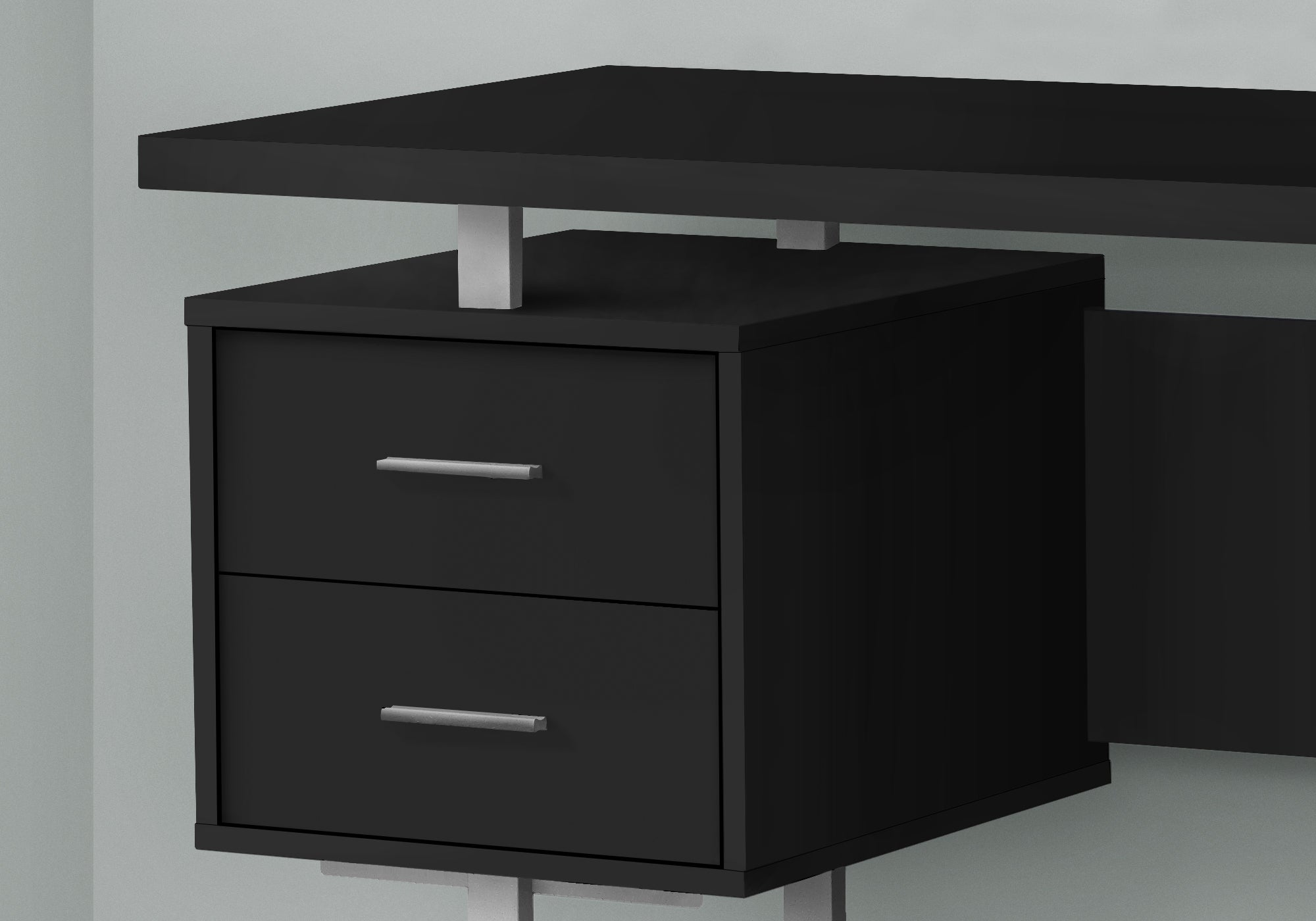 Computer Desk - 60L / Black / Silver Metal