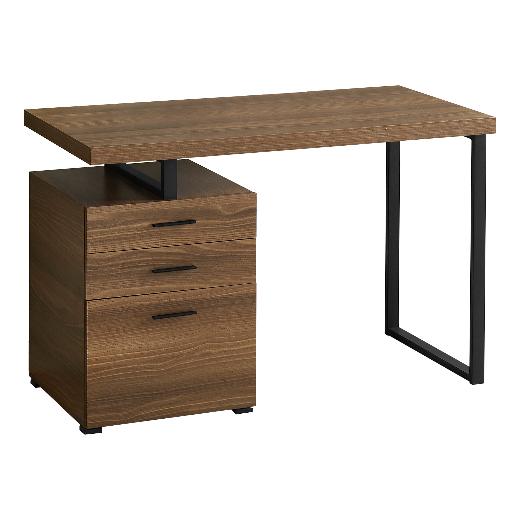 Computer Desk - 48L / Walnut / Black Metal / L/R Face