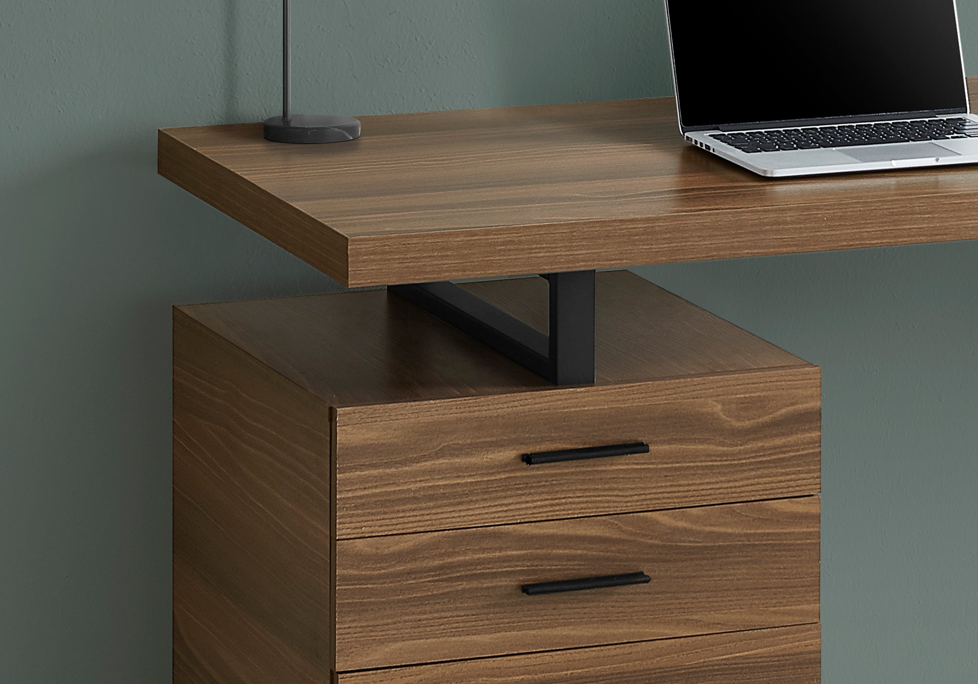 Computer Desk - 48L / Walnut / Black Metal / L/R Face