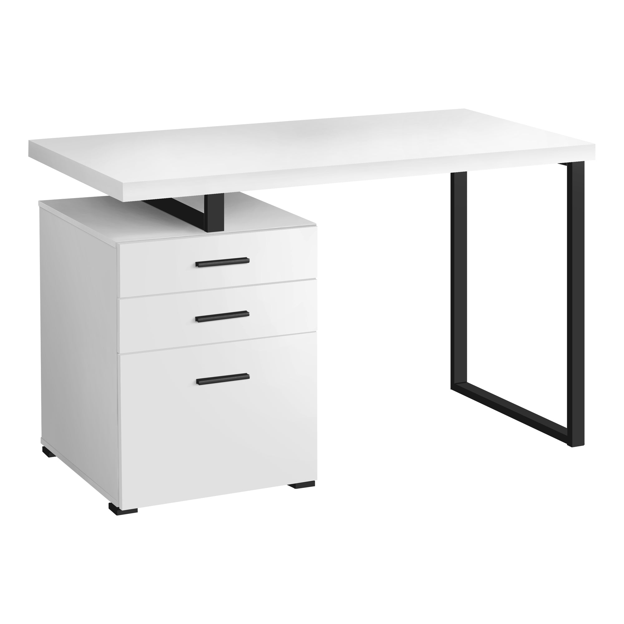 Computer Desk - 48L / White / Black Metal / L/R Face
