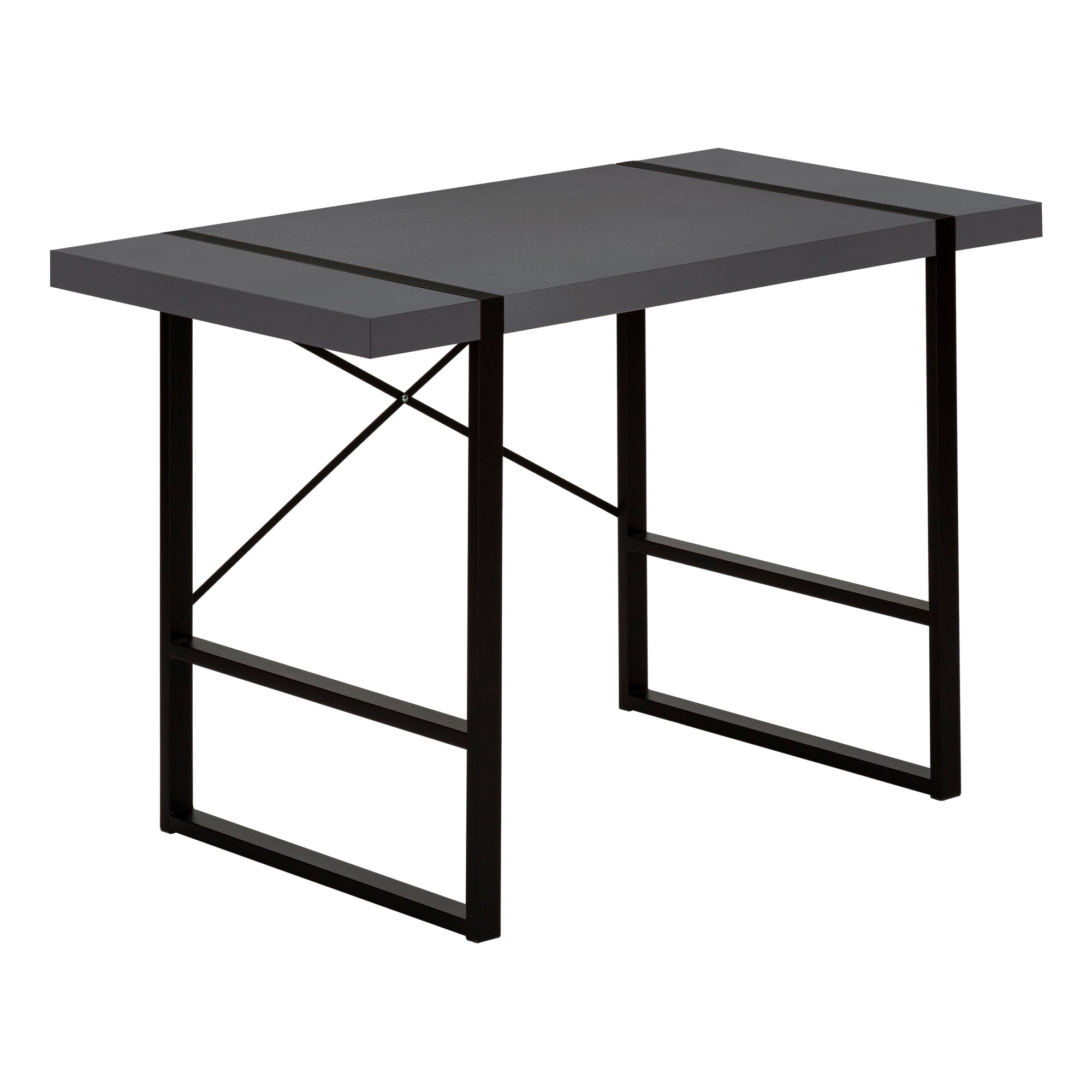 Computer Desk - 48L / Modern Grey / Black Metal
