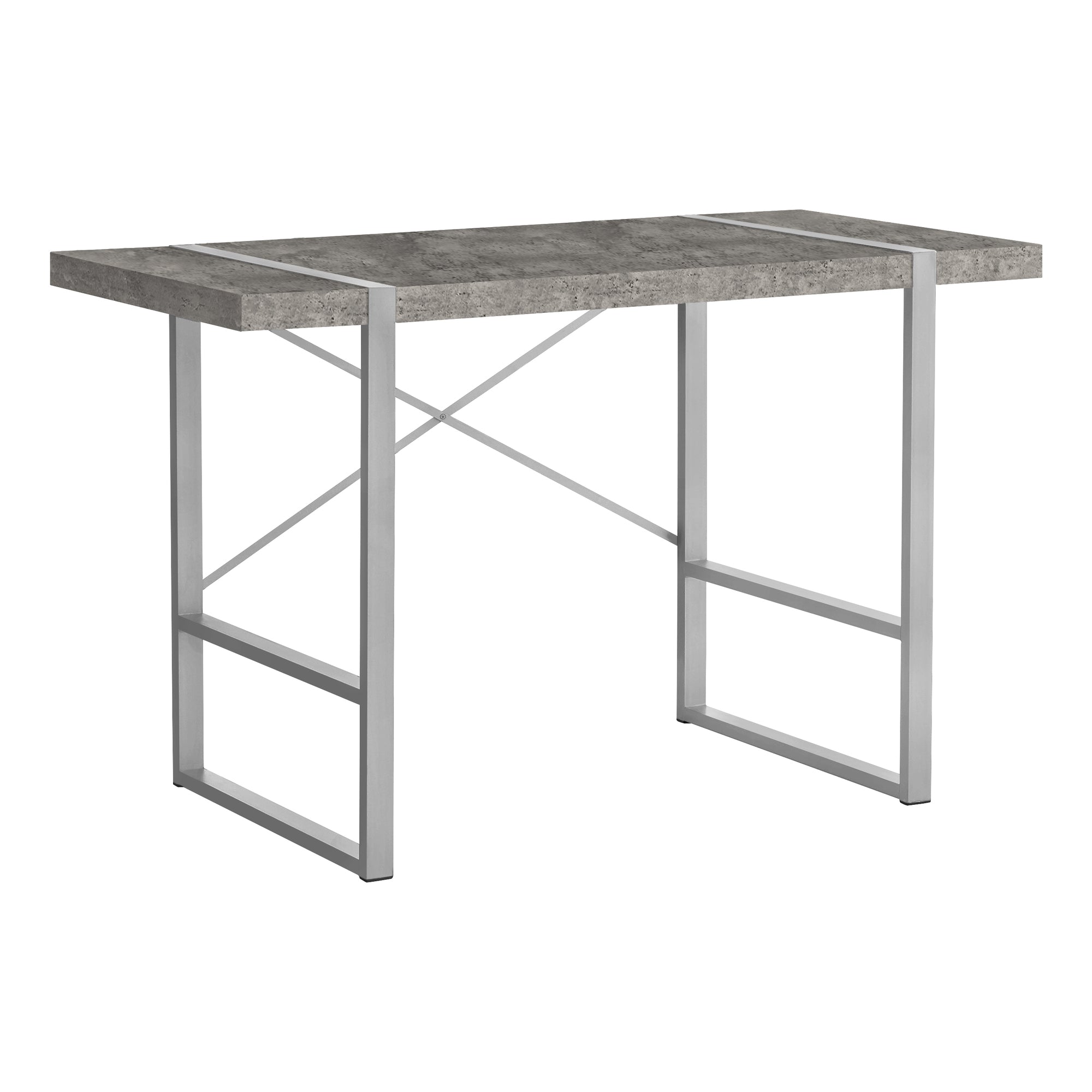 Computer Desk - 48L / Grey Concrete-Look / Silver Metal