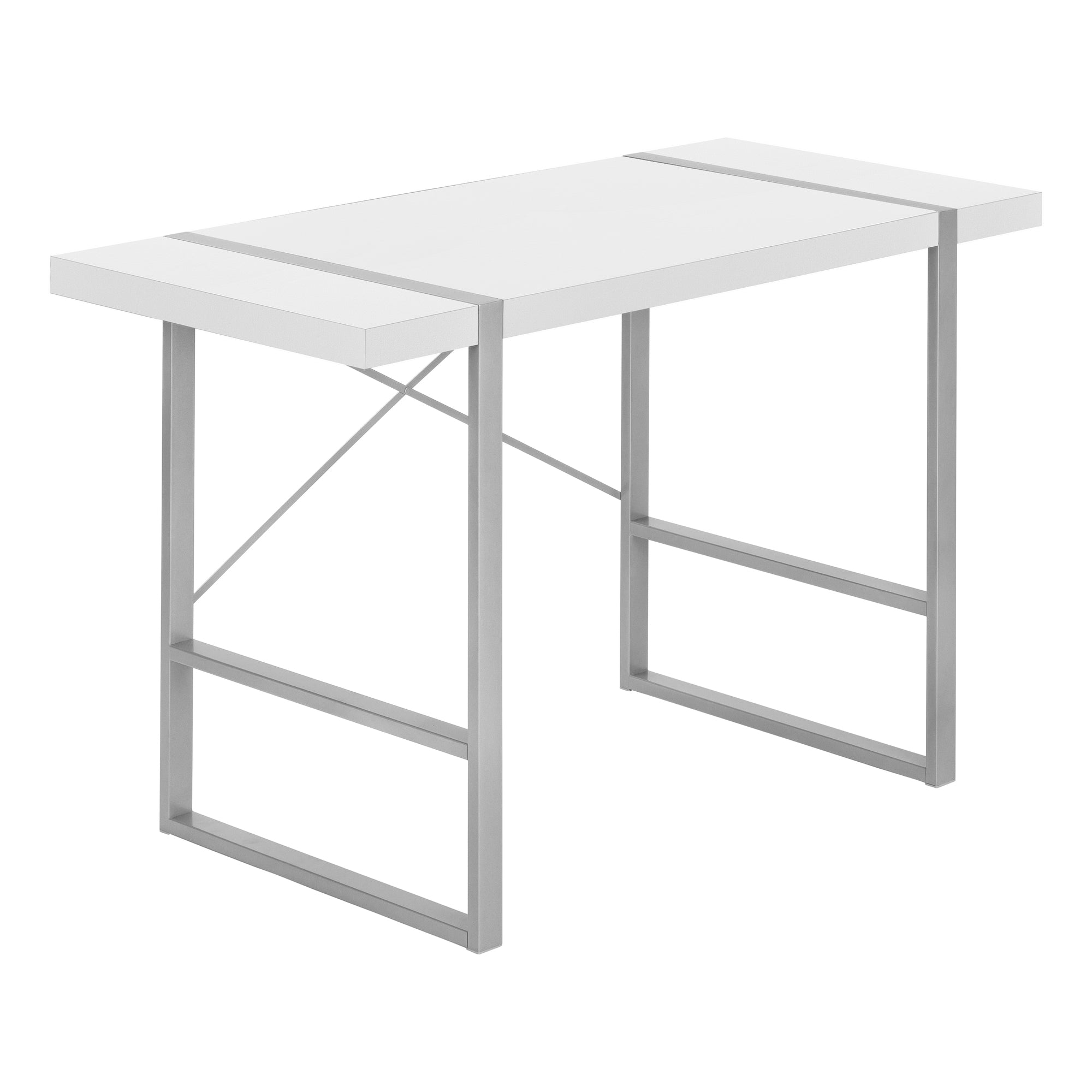 Computer Desk - 48L / White / Silver Metal