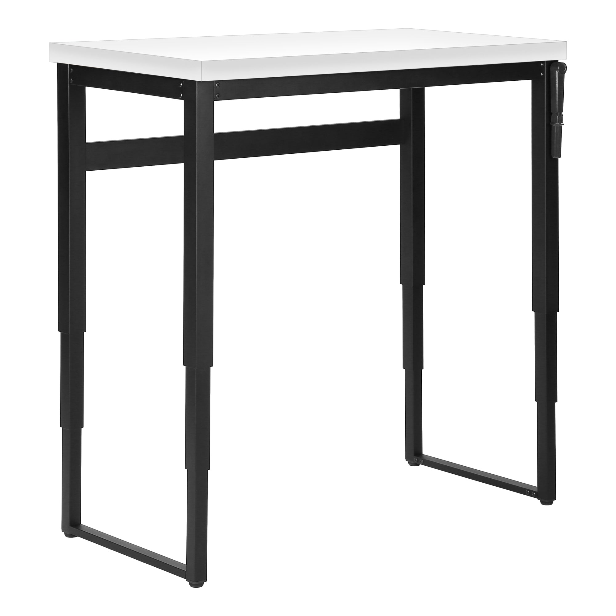 Computer Desk - 48L / White / Adj.Height/ Black Metal
