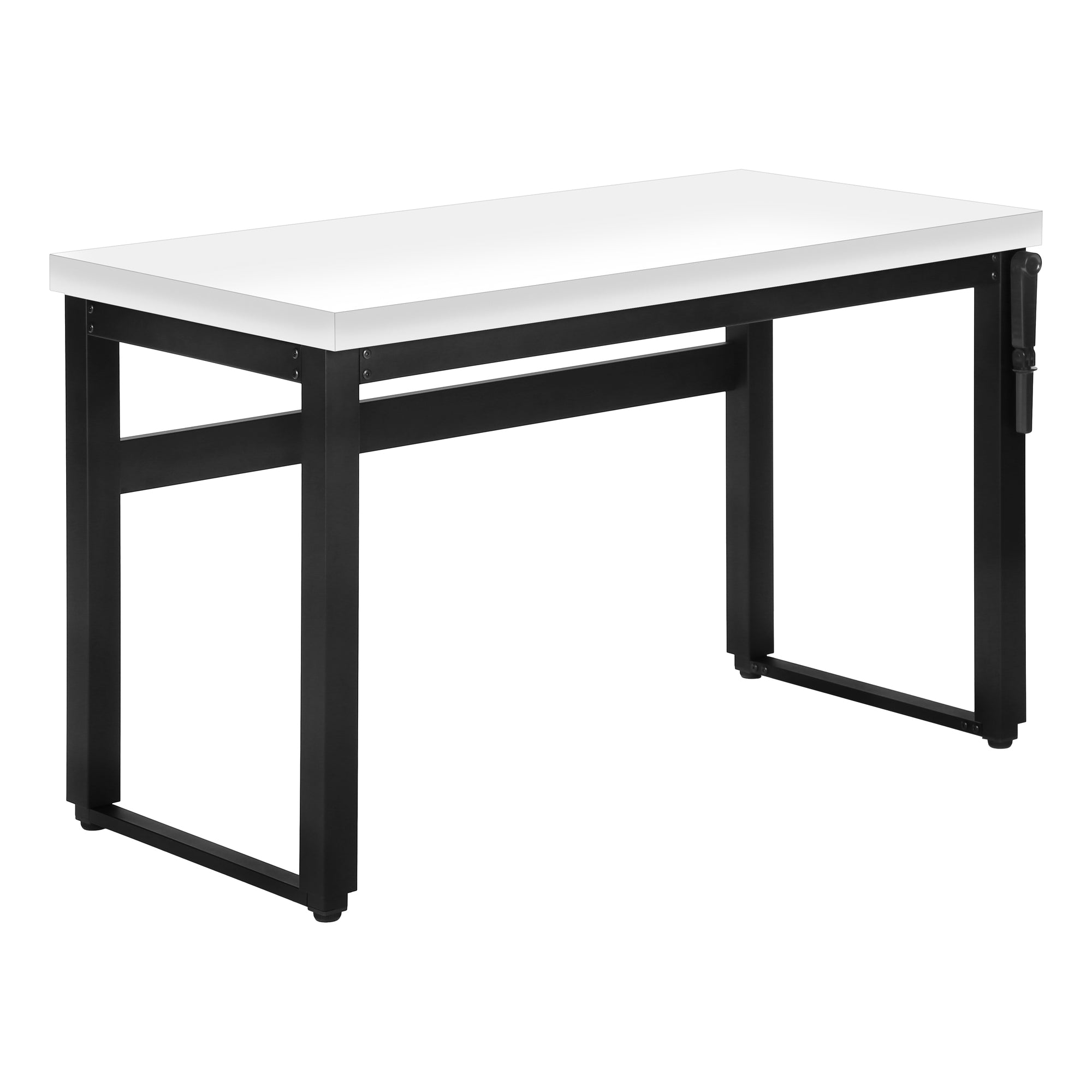 Computer Desk - 48L / White / Adj.Height/ Black Metal