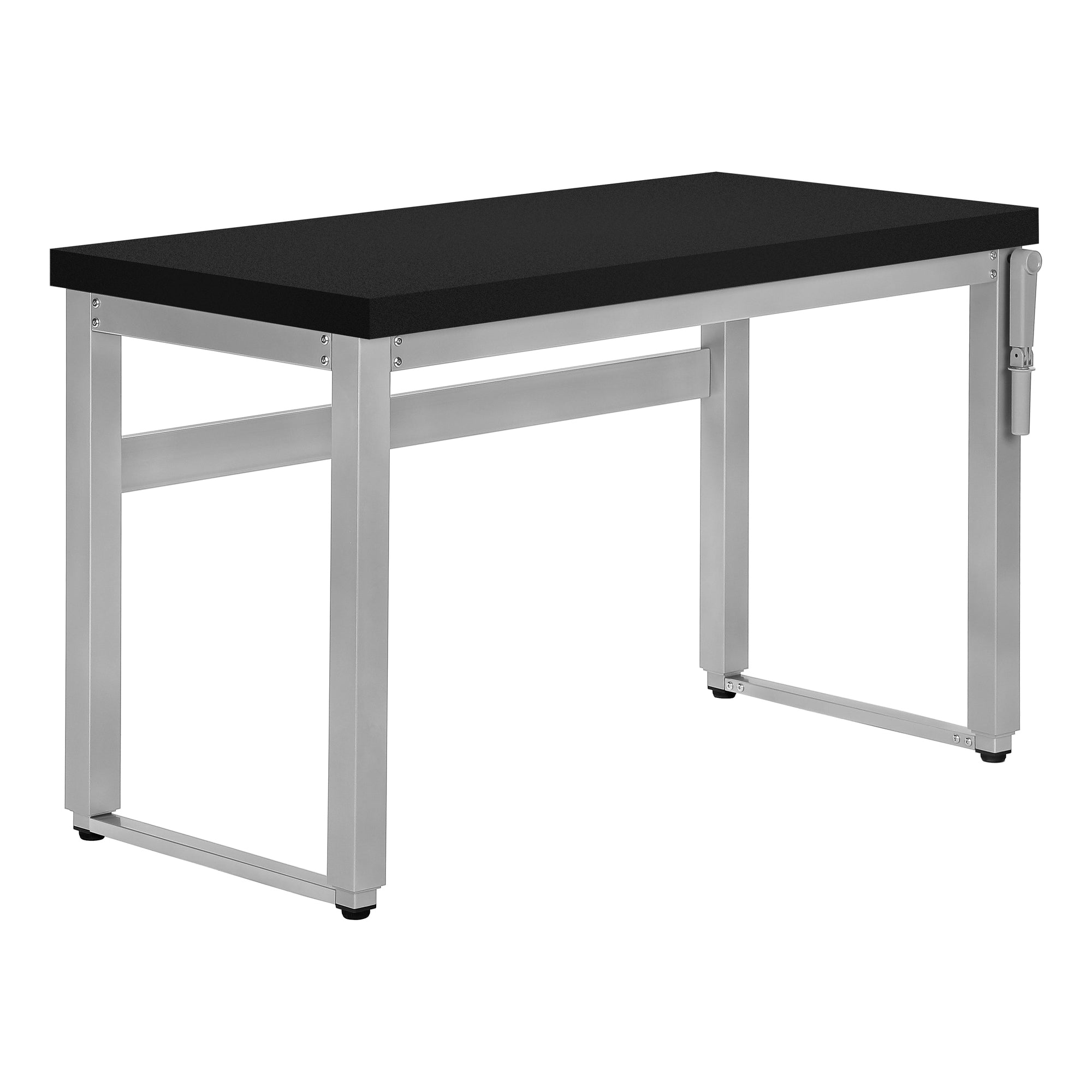 Computer Desk - 48L / Black / Adj.Height/ Silver Metal