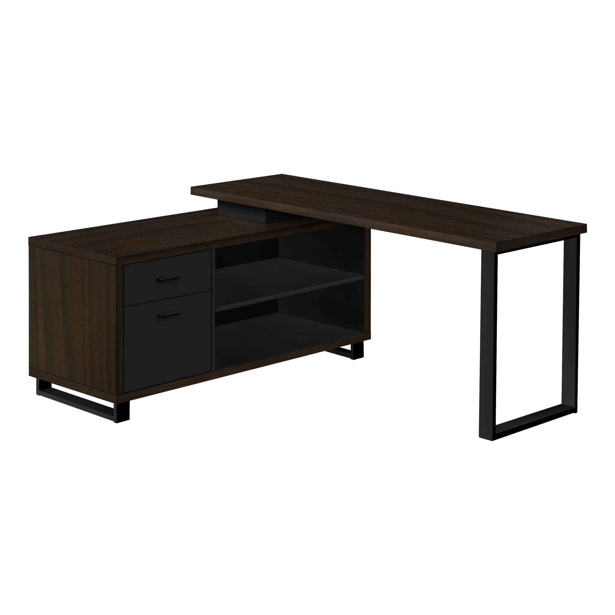 Computer Desk - 72L Espresso / Black Executive Corner
