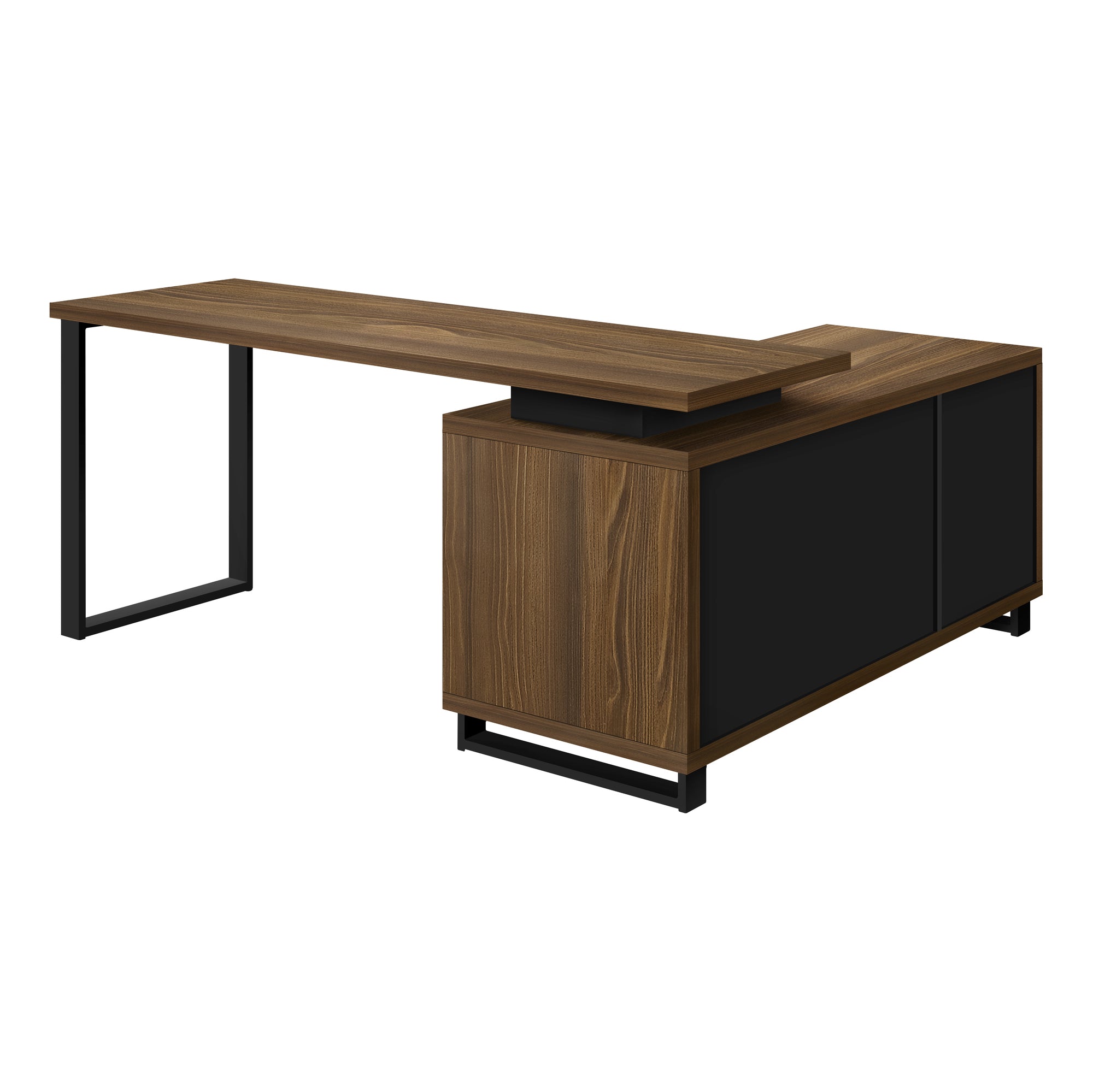 Computer Desk - 72L Walnut / Black Executive Corner