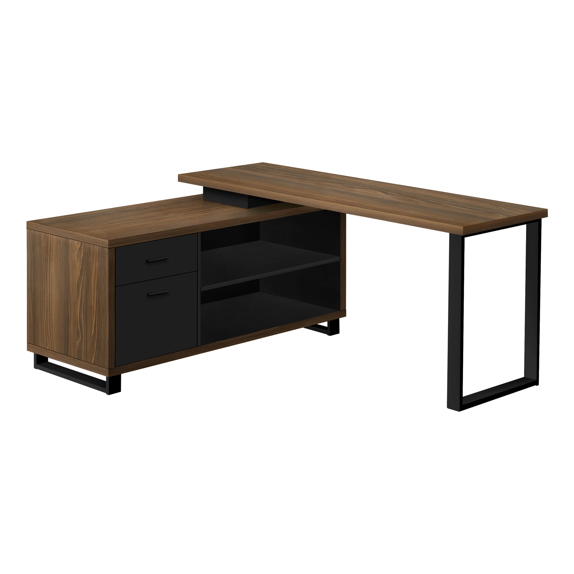 Computer Desk - 72L Walnut / Black Executive Corner