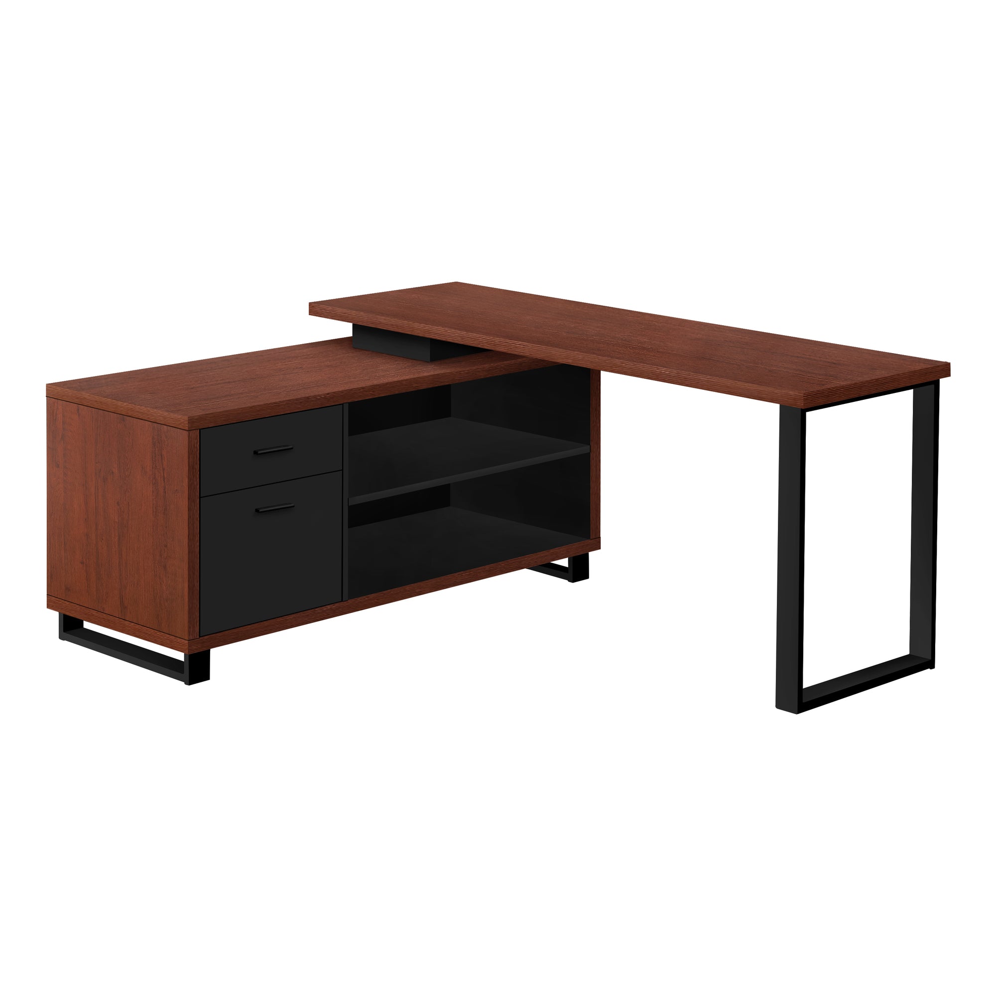 Computer Desk - 72L Cherry / Black Executive Corner