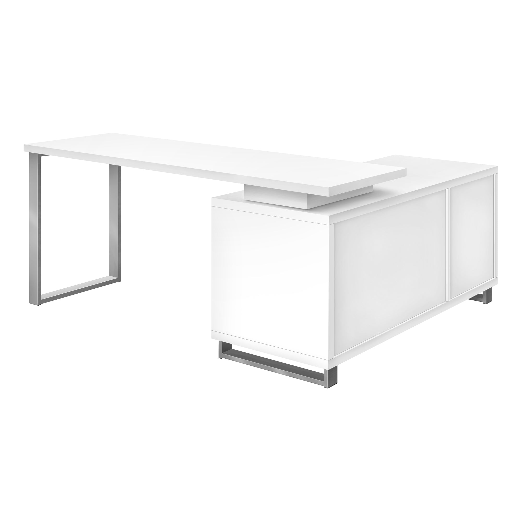 Computer Desk - 72L White / Silver Executive Corner