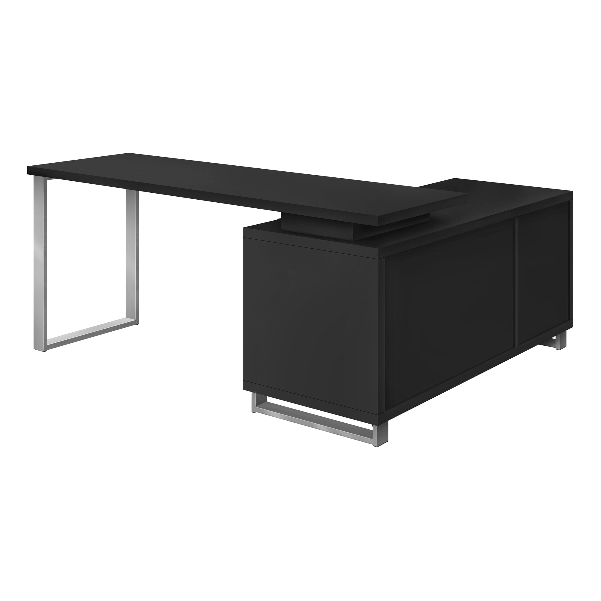 Computer Desk - 72L Black / Silver Executive Corner