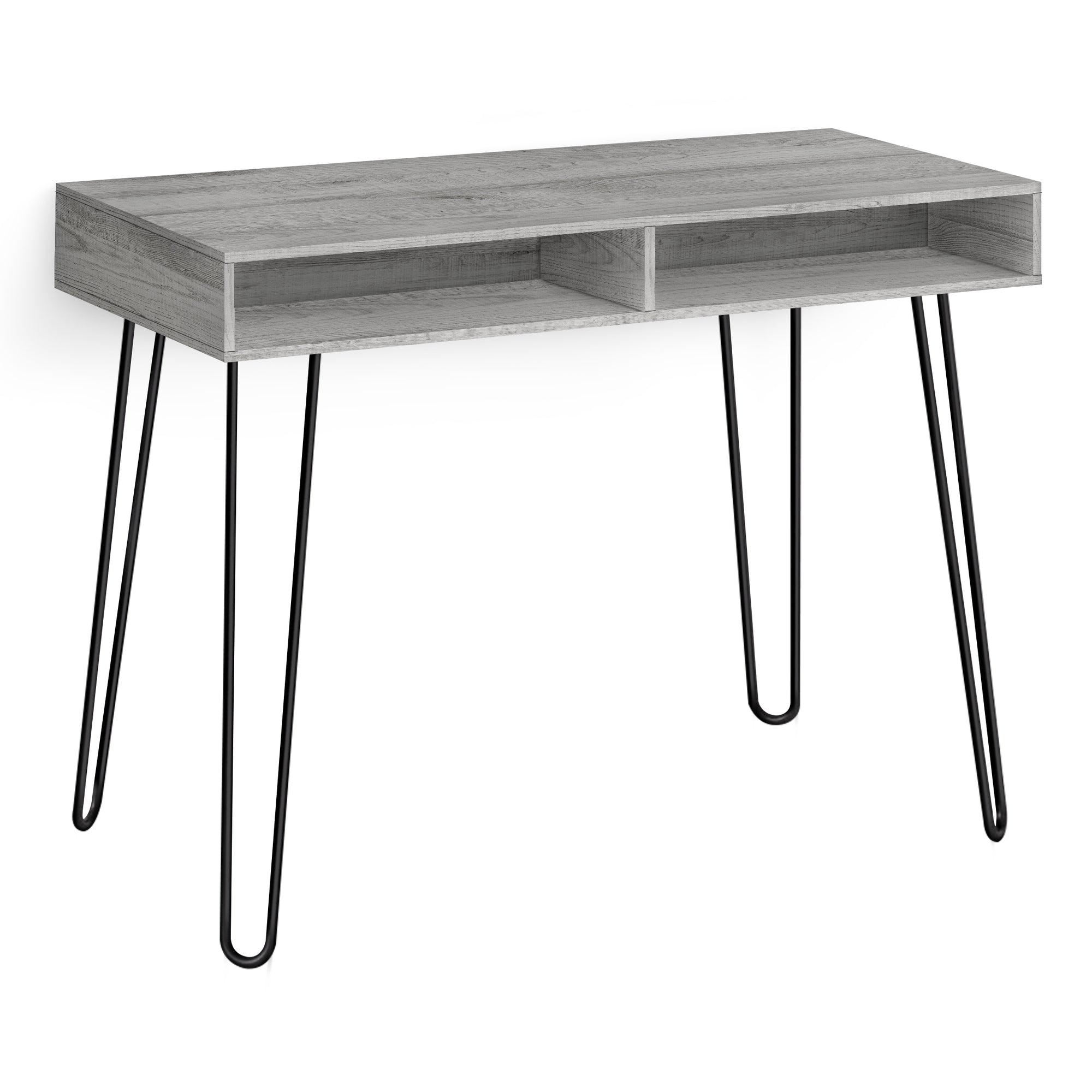 Computer Desk - 40L / Grey / Black Metal