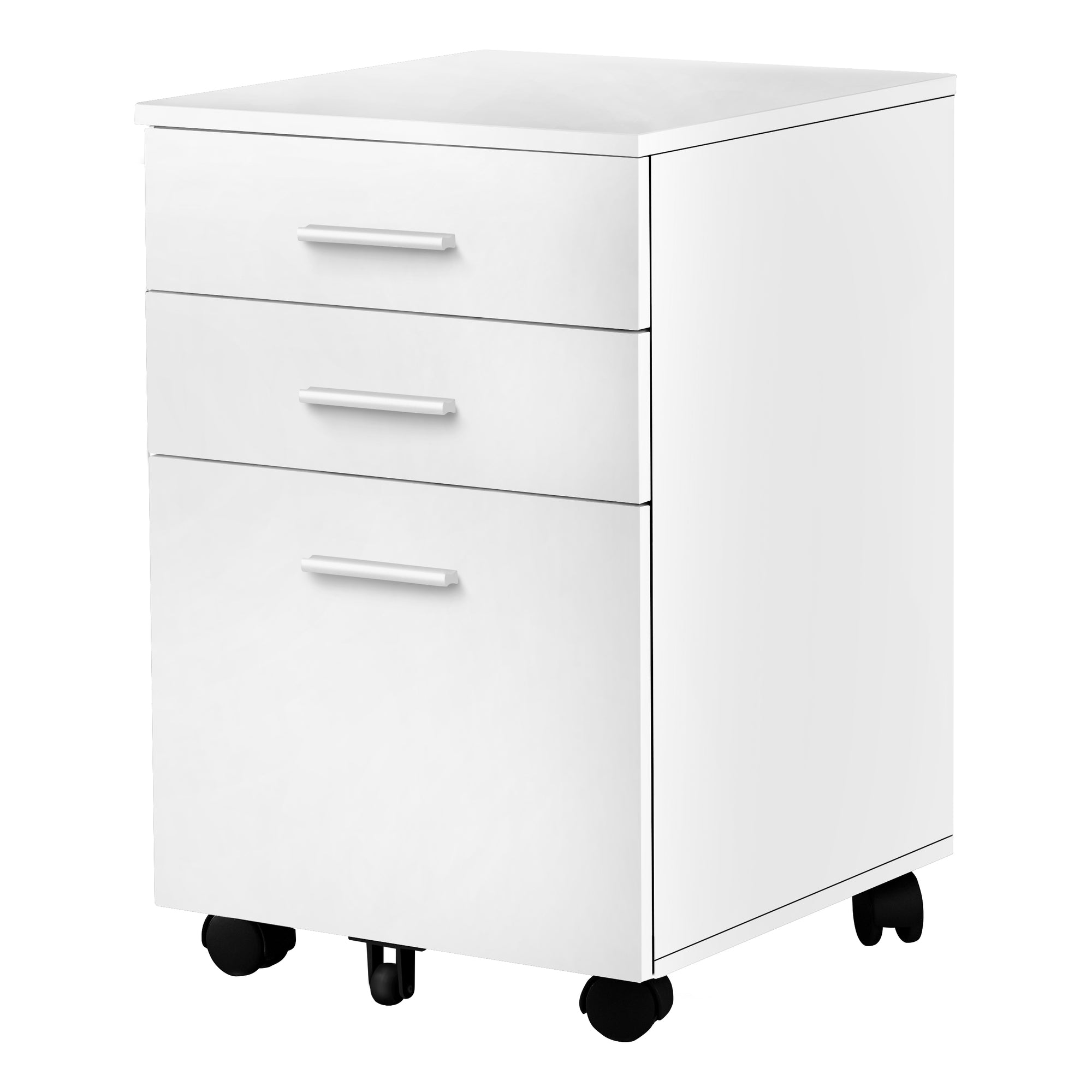 Filing Cabinet - 3 Drawer / White On Castors