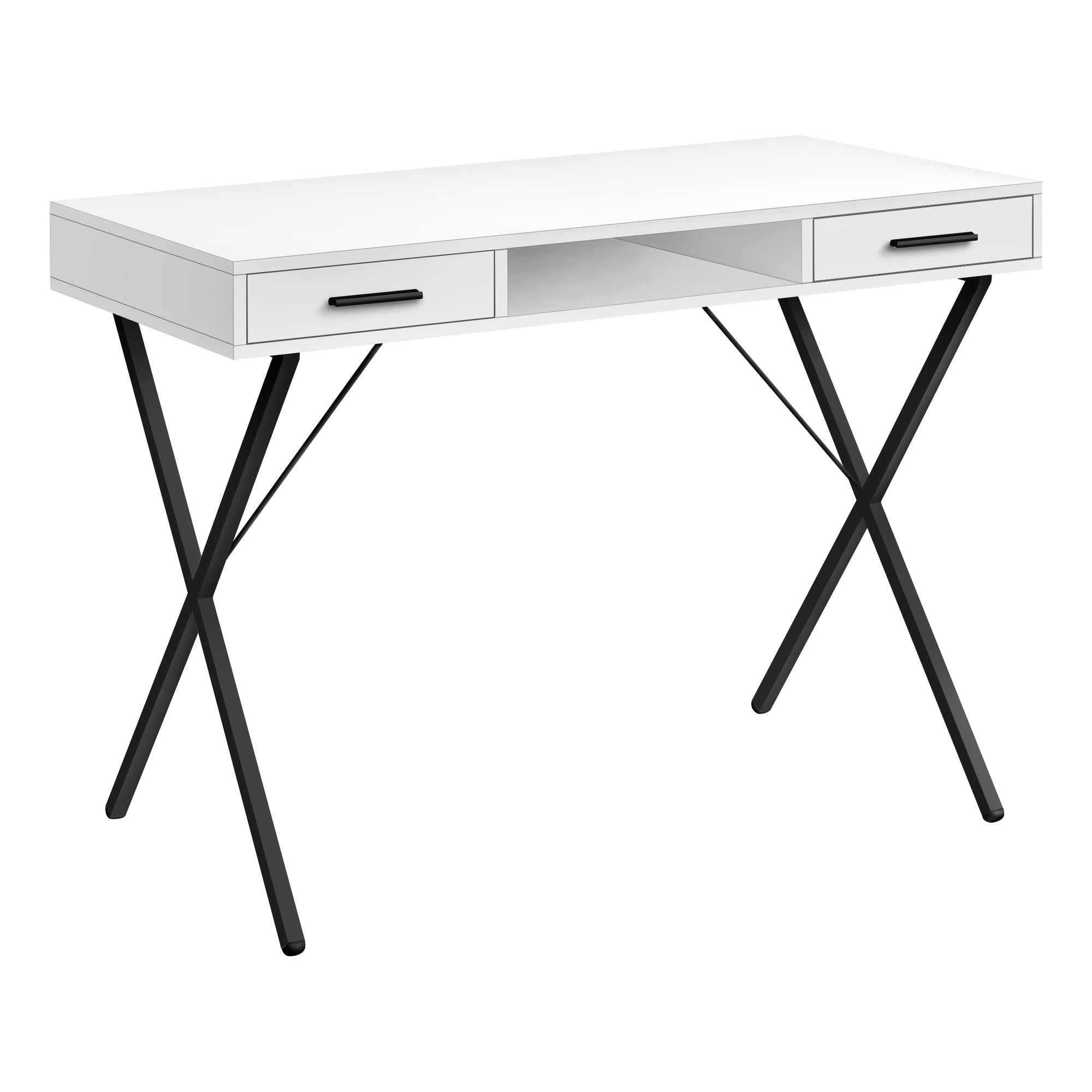 Computer Desk - 42L / White / Black Metal