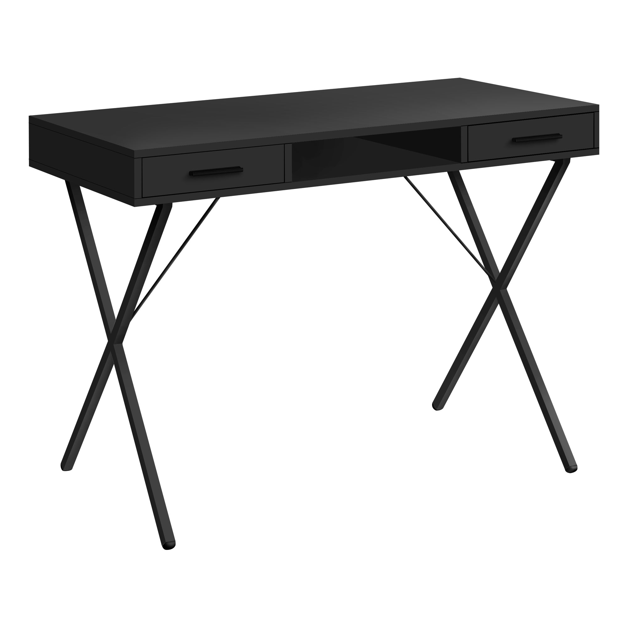 Computer Desk - 42L / Black / Black Metal