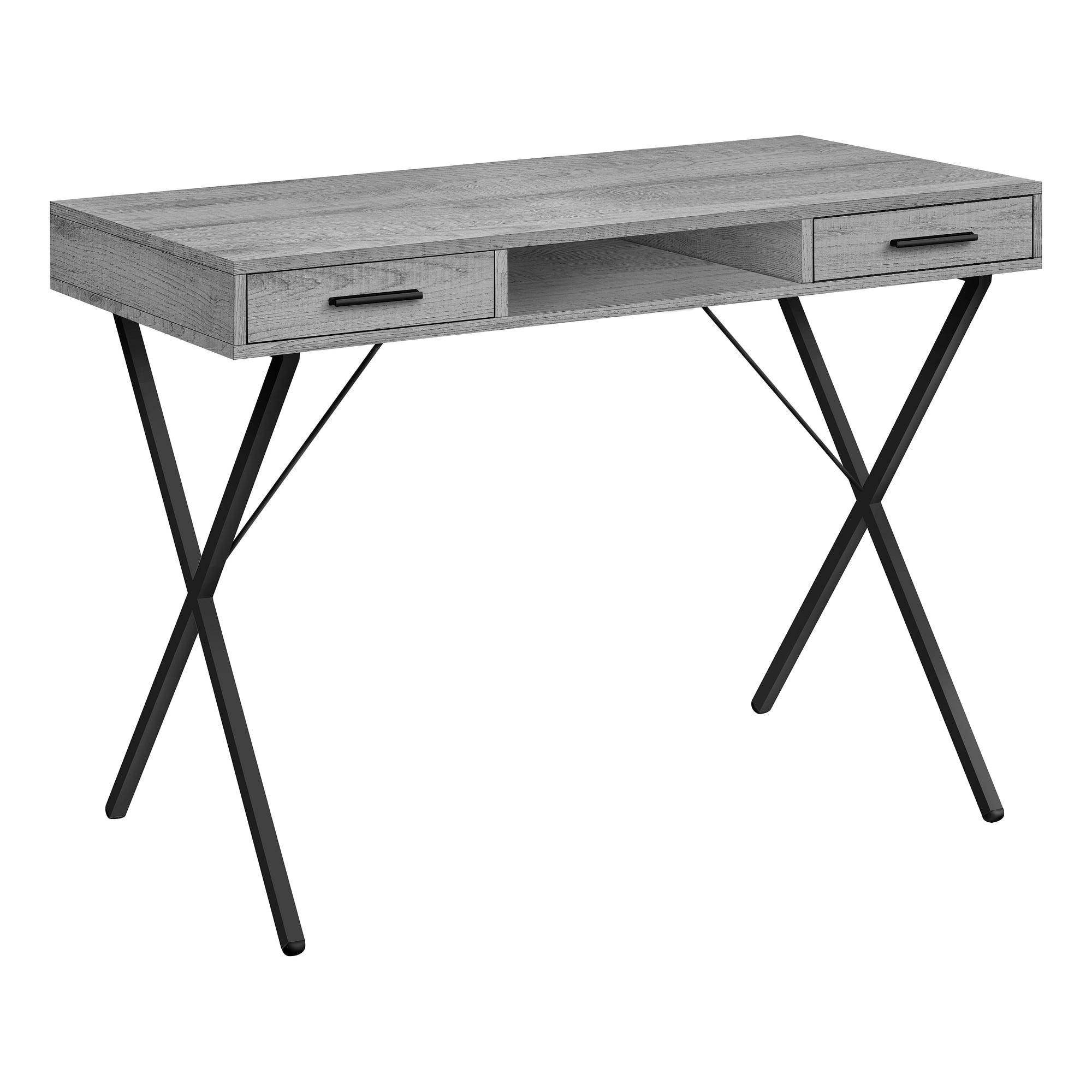 Computer Desk - 42L / Grey / Black Metal