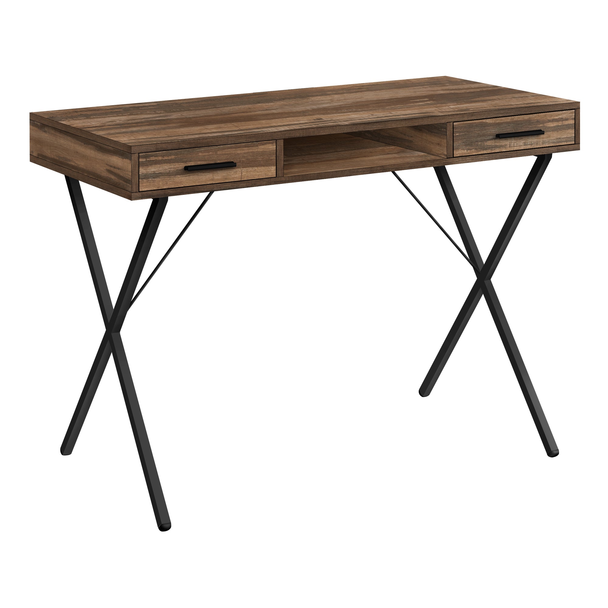 Computer Desk - 42L / Brown Reclaimed Wood / Black Metal