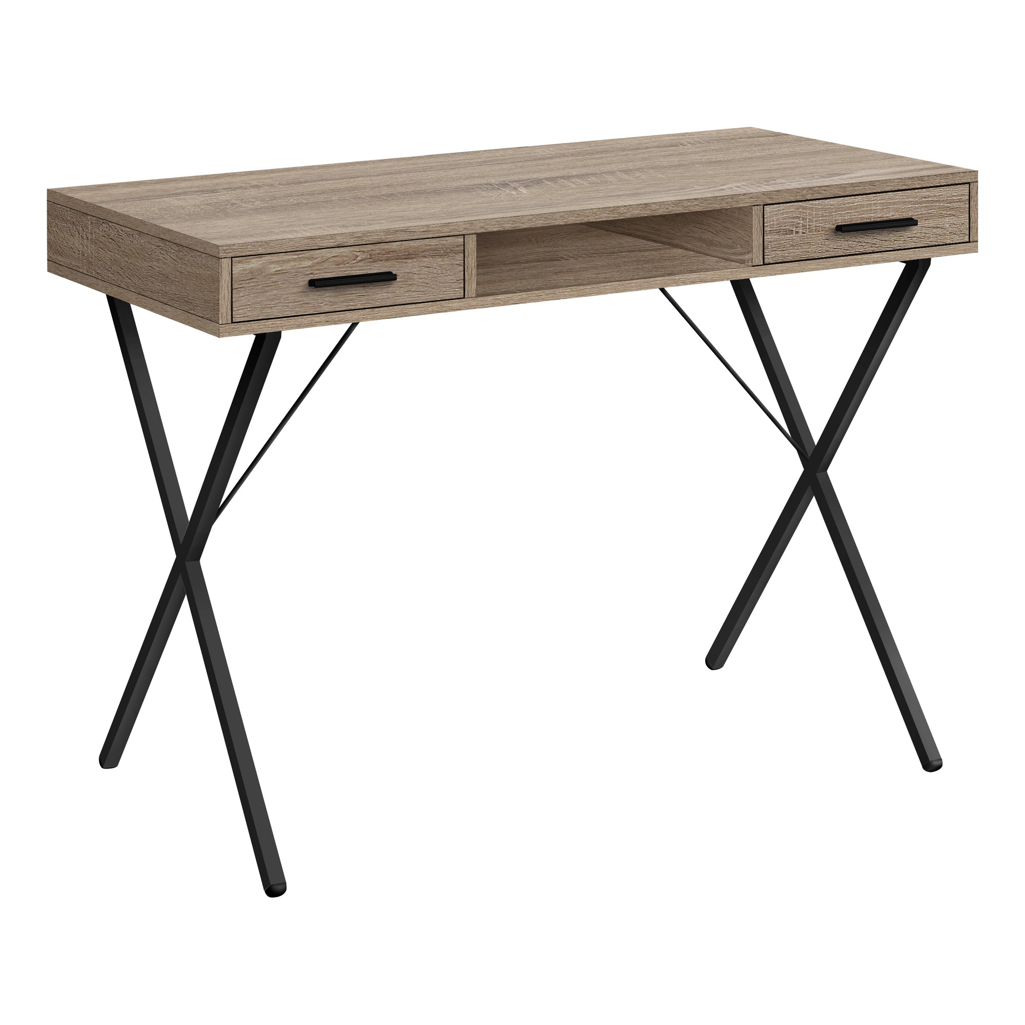 Computer Desk - 42L / Dark Taupe / Black Metal