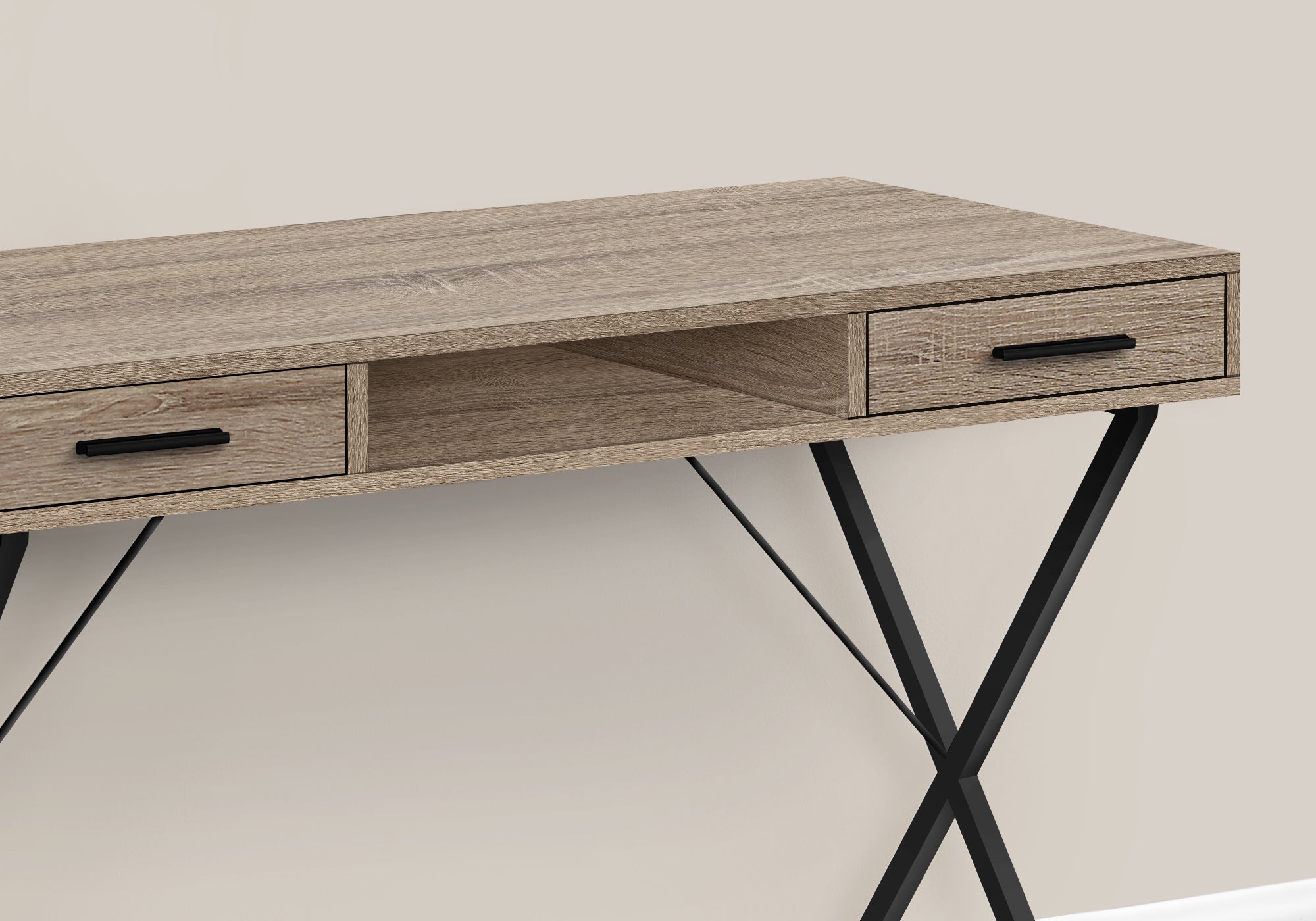 Computer Desk - 42L / Dark Taupe / Black Metal