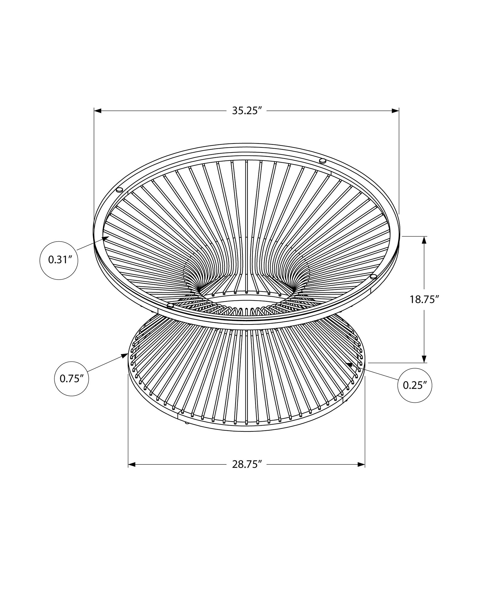 Coffee Table - 36Dia / Stainless Steel / Tempered Glass