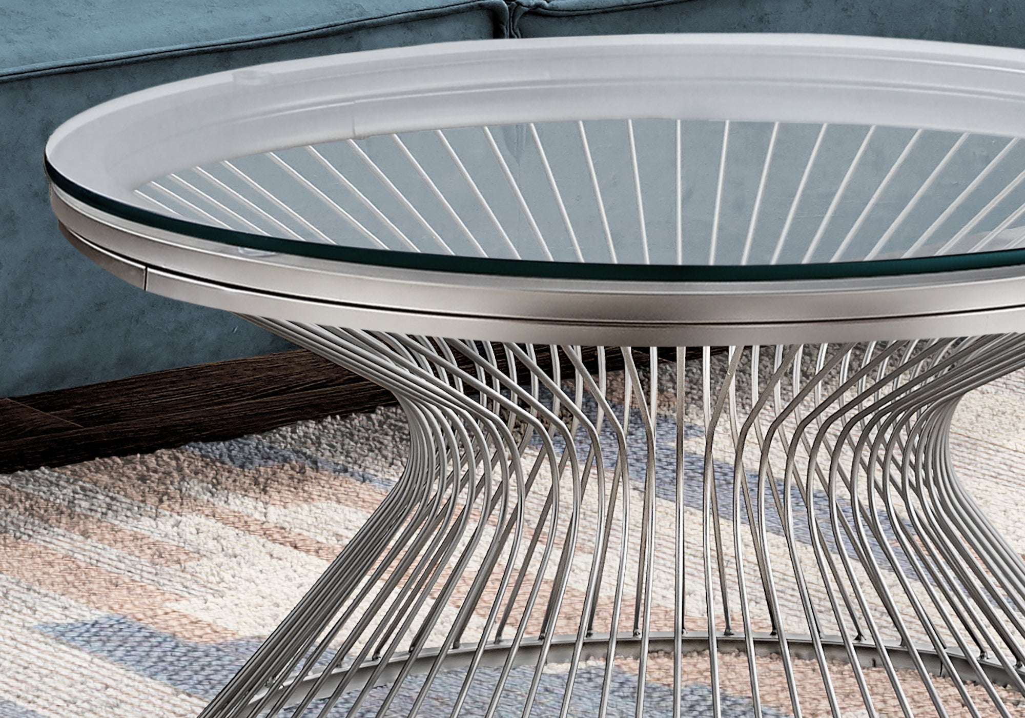 Coffee Table - 36Dia / Stainless Steel / Tempered Glass