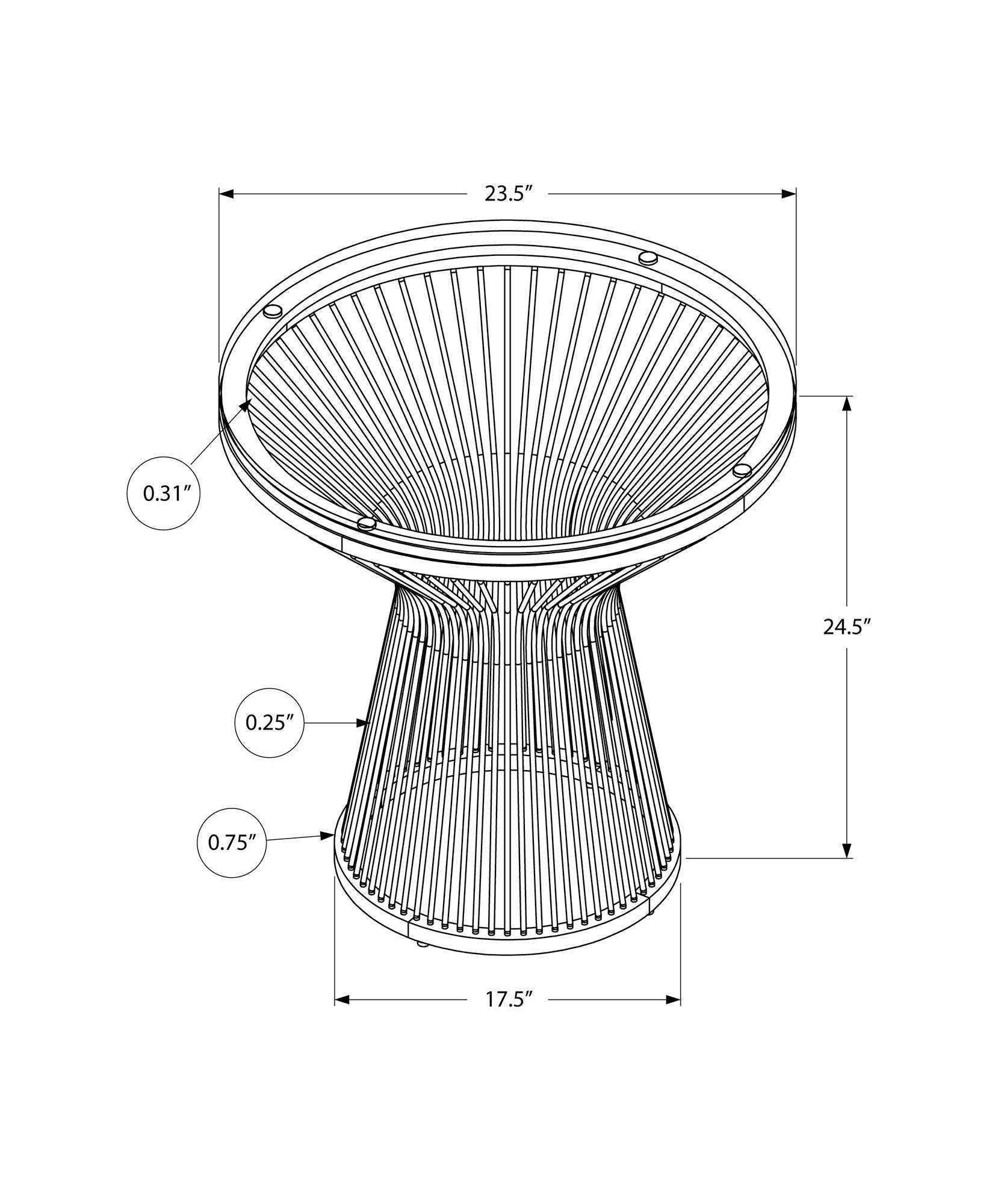 Accent Table - 24H / Stainless Steel With Tempered Glass
