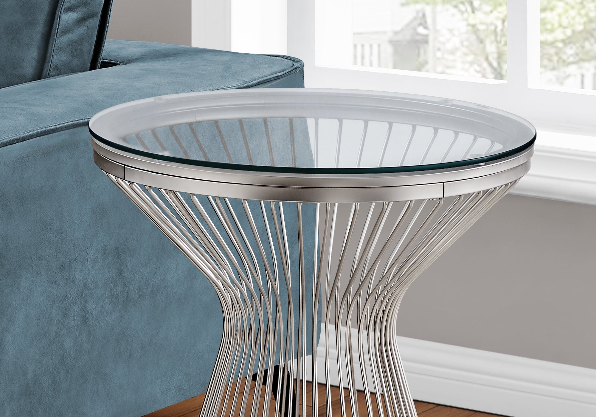 Accent Table - 24H / Stainless Steel With Tempered Glass