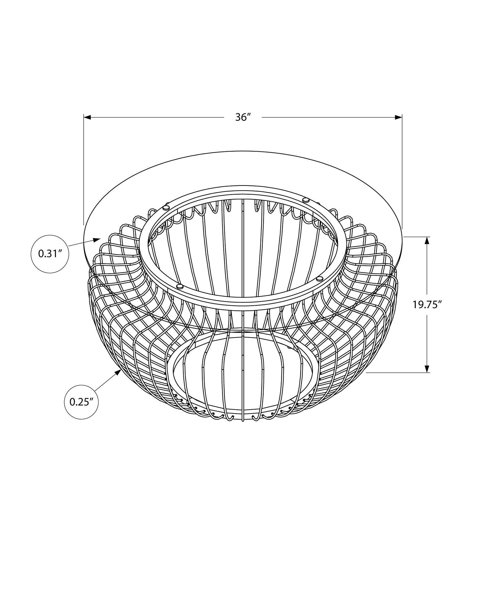 Coffee Table - 36Dia / Gold Metal With Tempered Glass