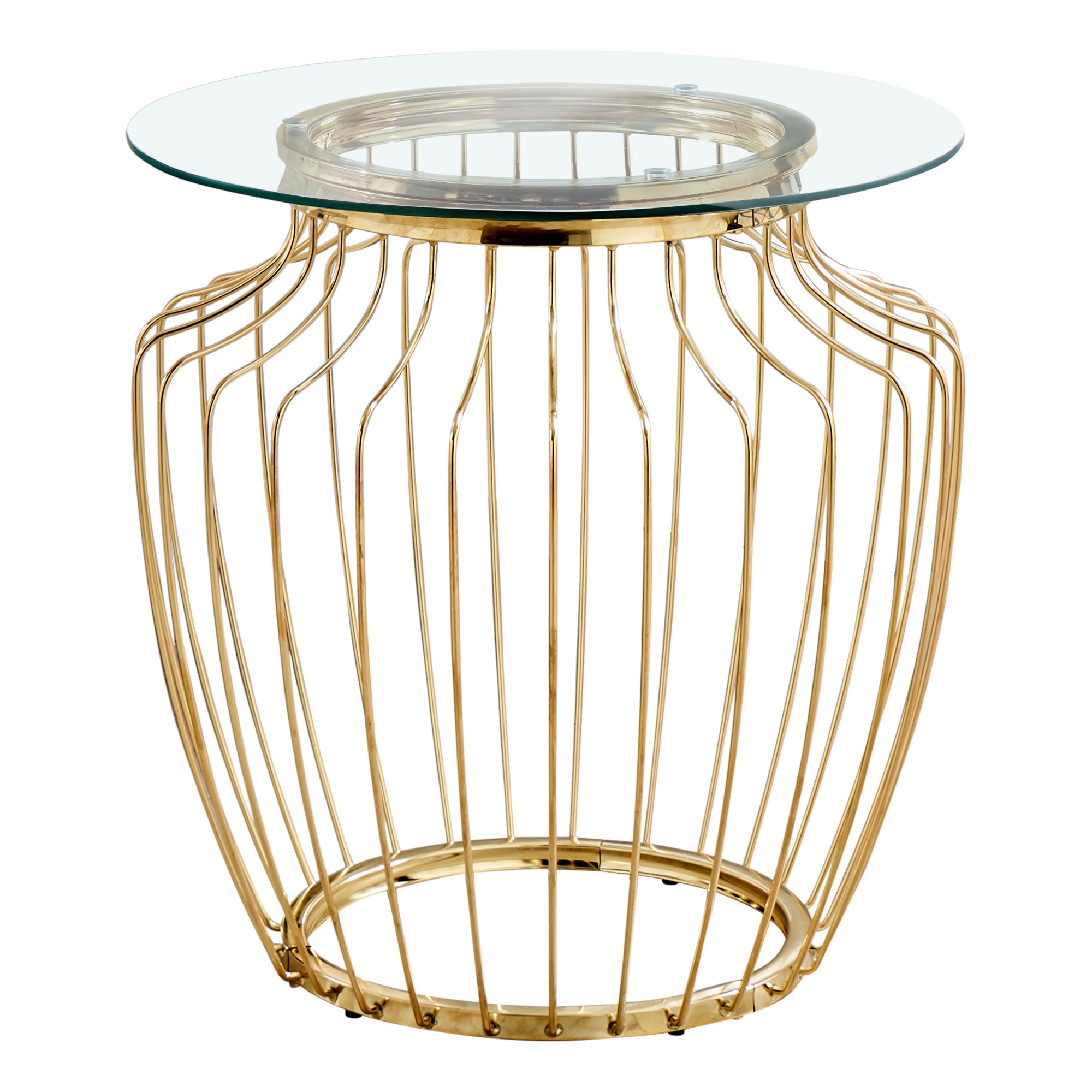 Accent Table - 24H / Gold Metal With Tempered Glass