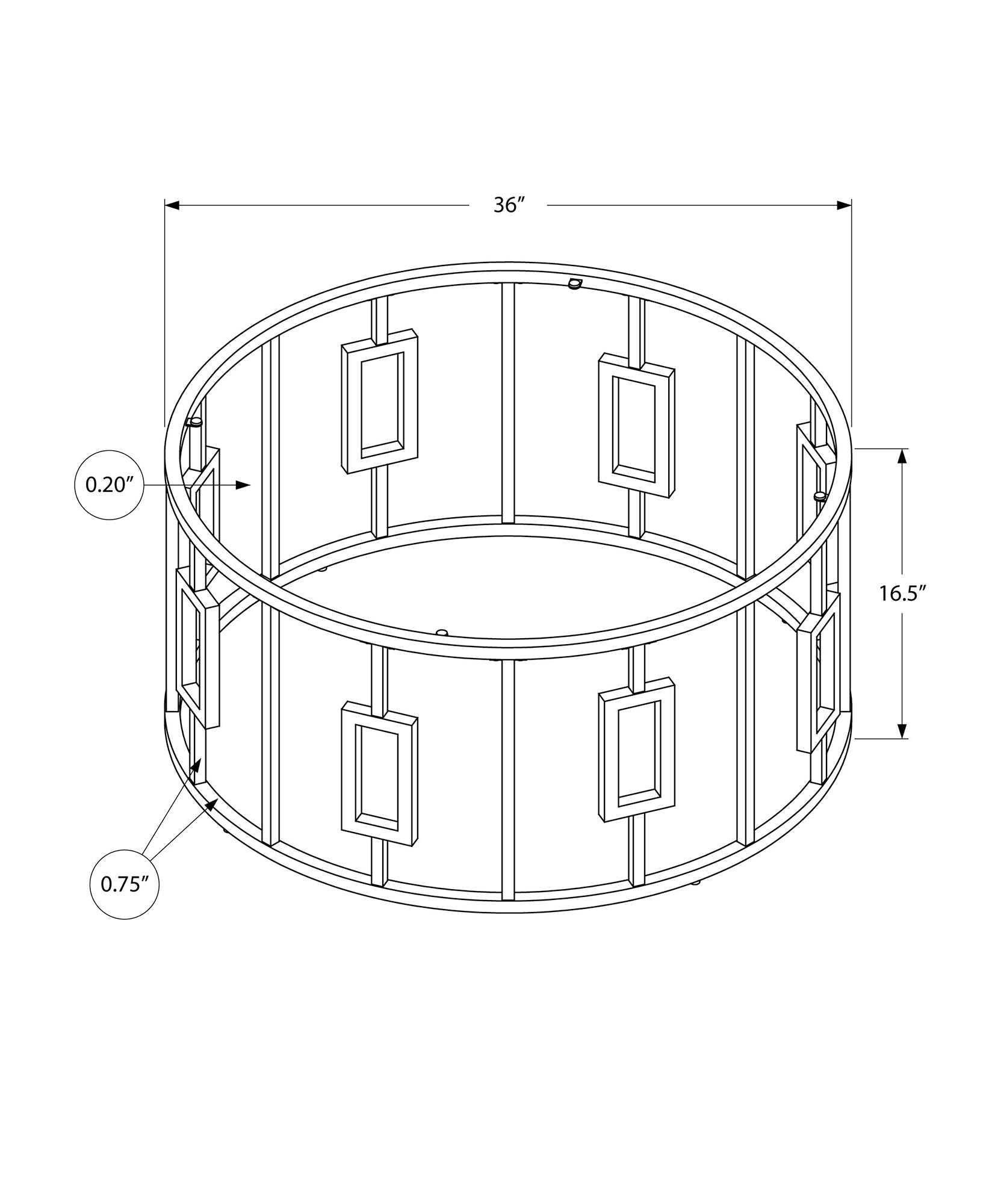 Coffee Table - 36Dia / Chrome Metal With Tempered Glass