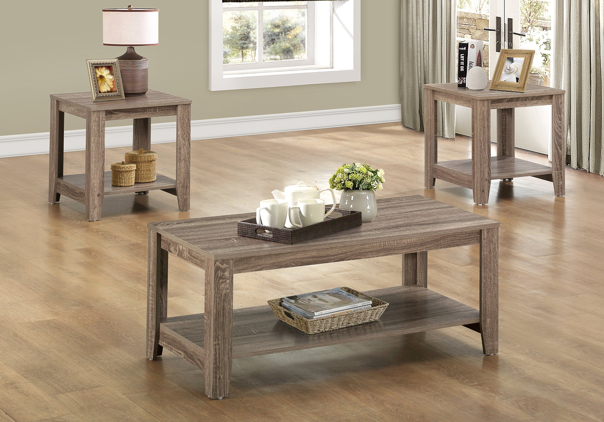 Dark Taupe Table Set - 3Pcs Set Dark Taupe Table Set - 3Pcs Set
