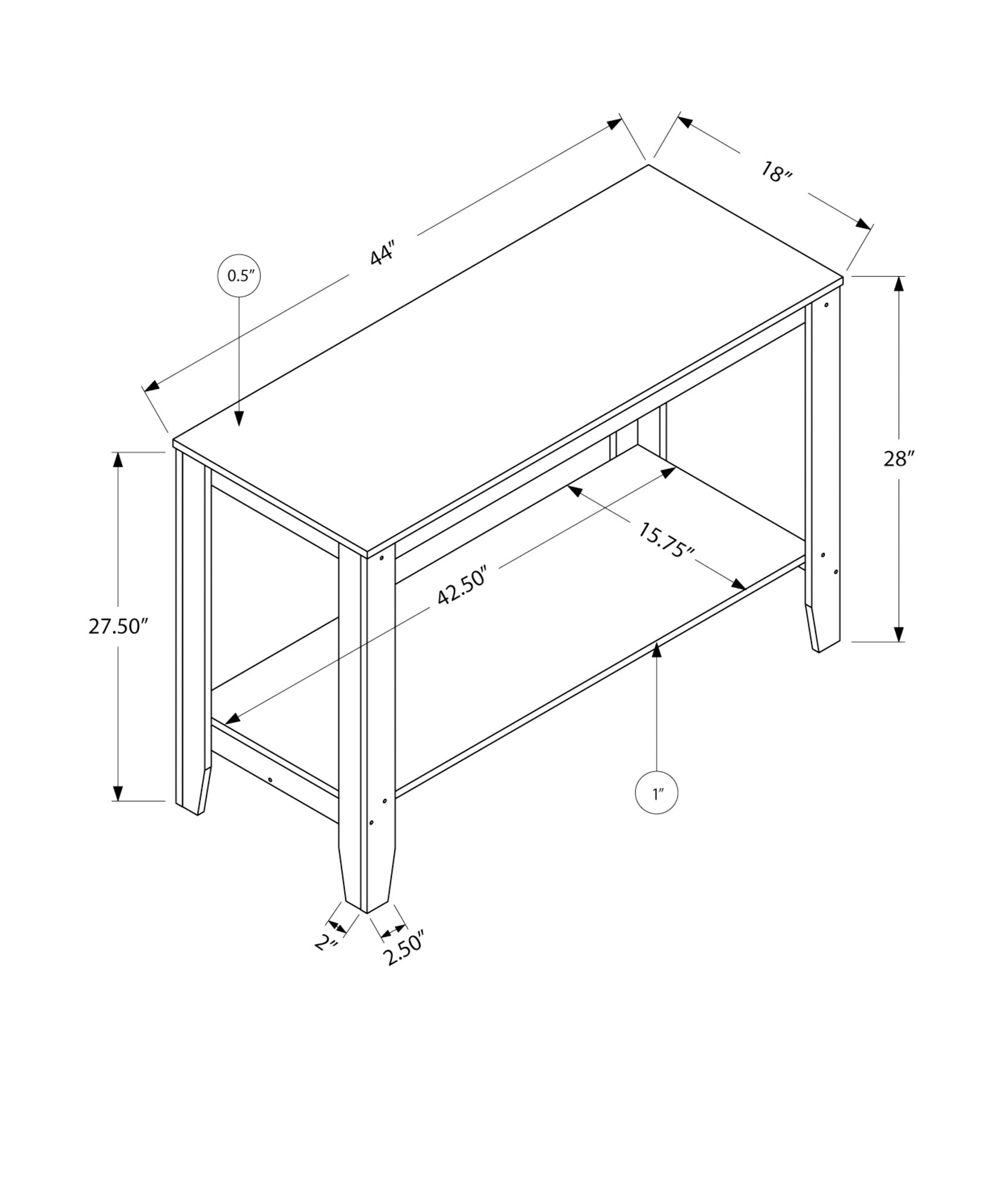 Accent Table - 44L / Dark Taupe Hall Console