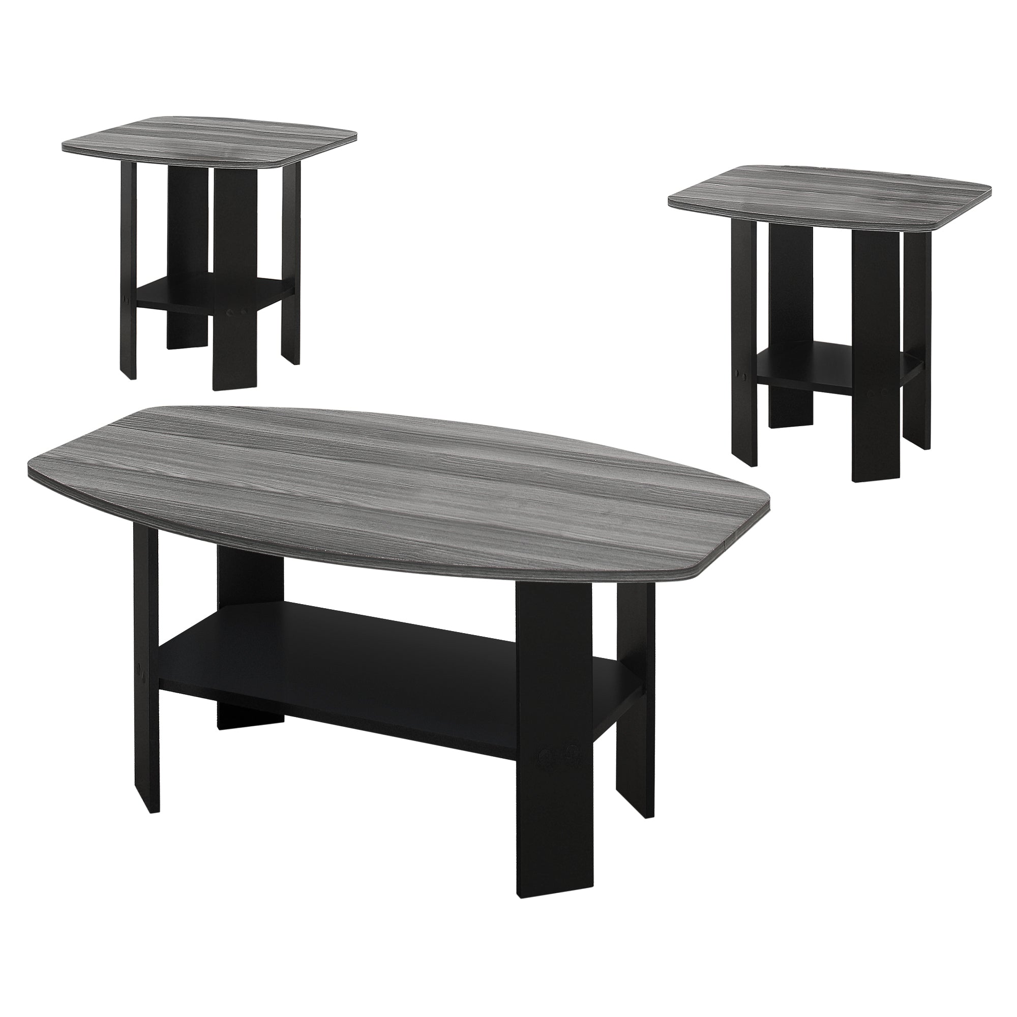 Table Set - 3Pcs Set / Black / Grey Top