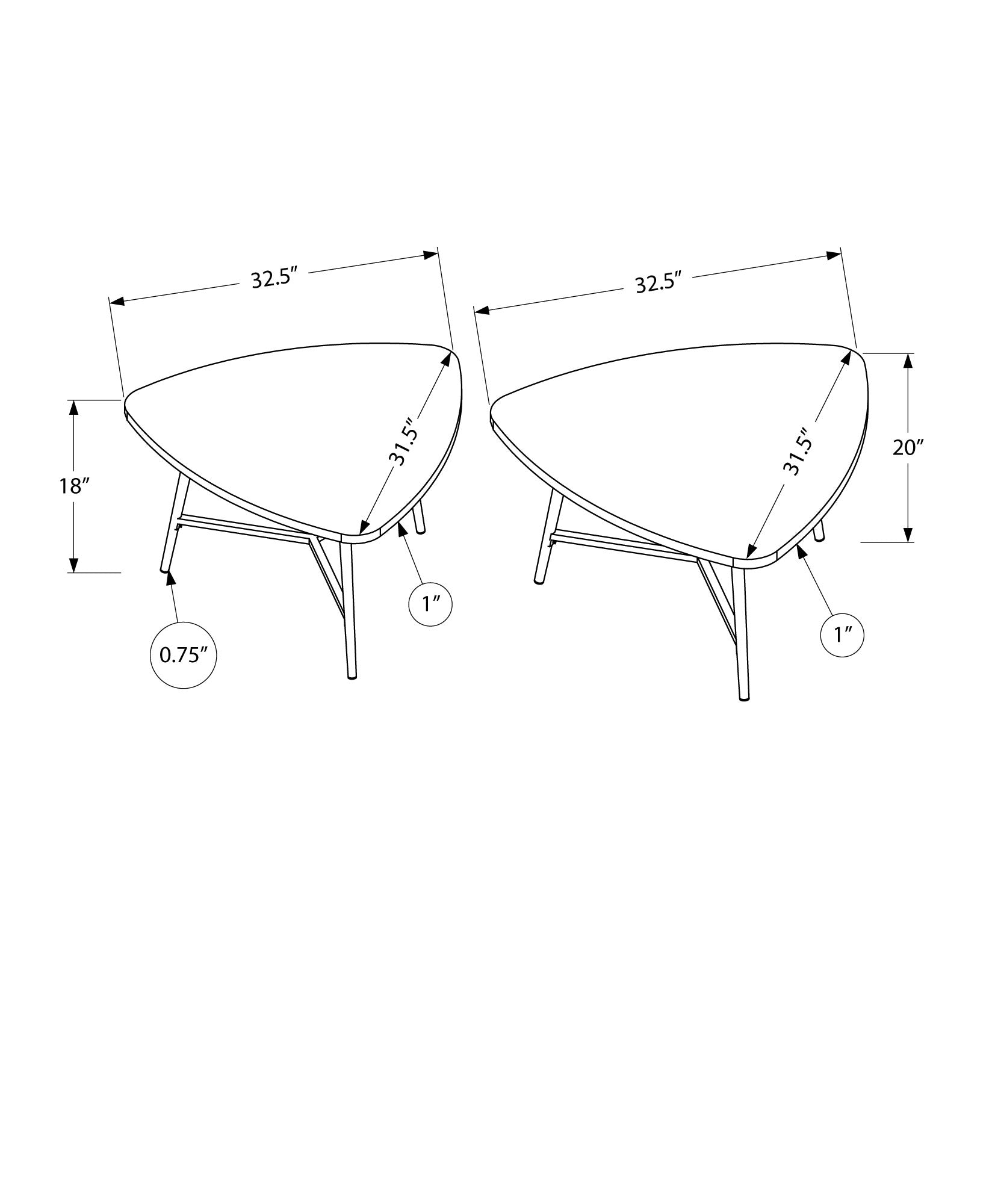 Table Set - 2Pcs Set / Brown Reclaimed Wood / Black Metal