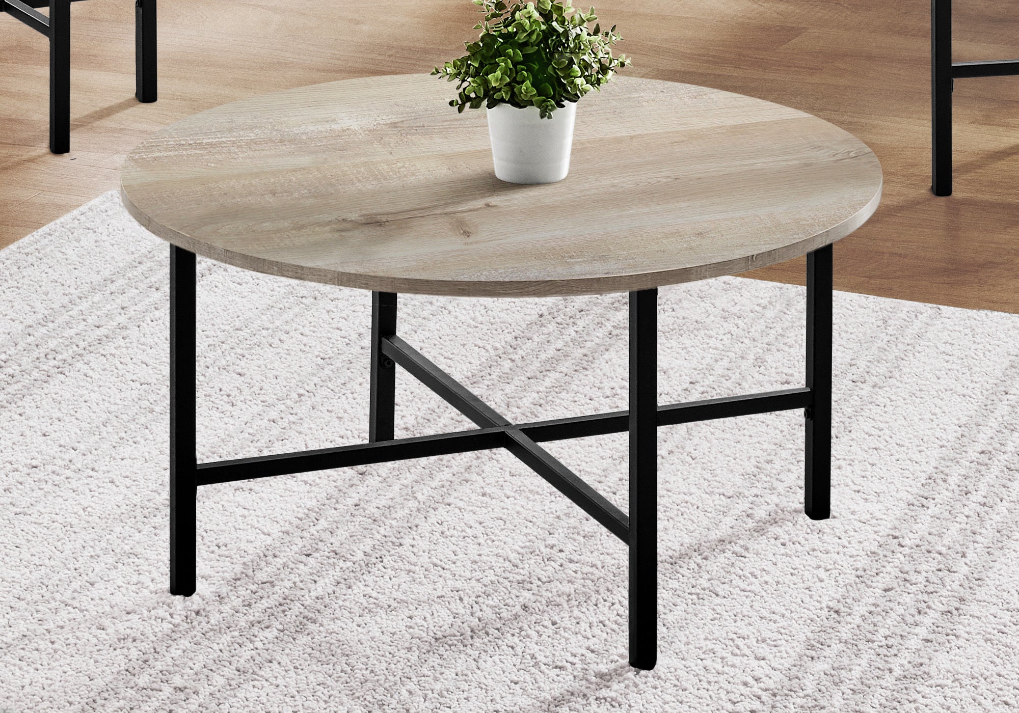 Table Set - 3Pcs Set / Taupe Reclaimed Wood / Black Metal