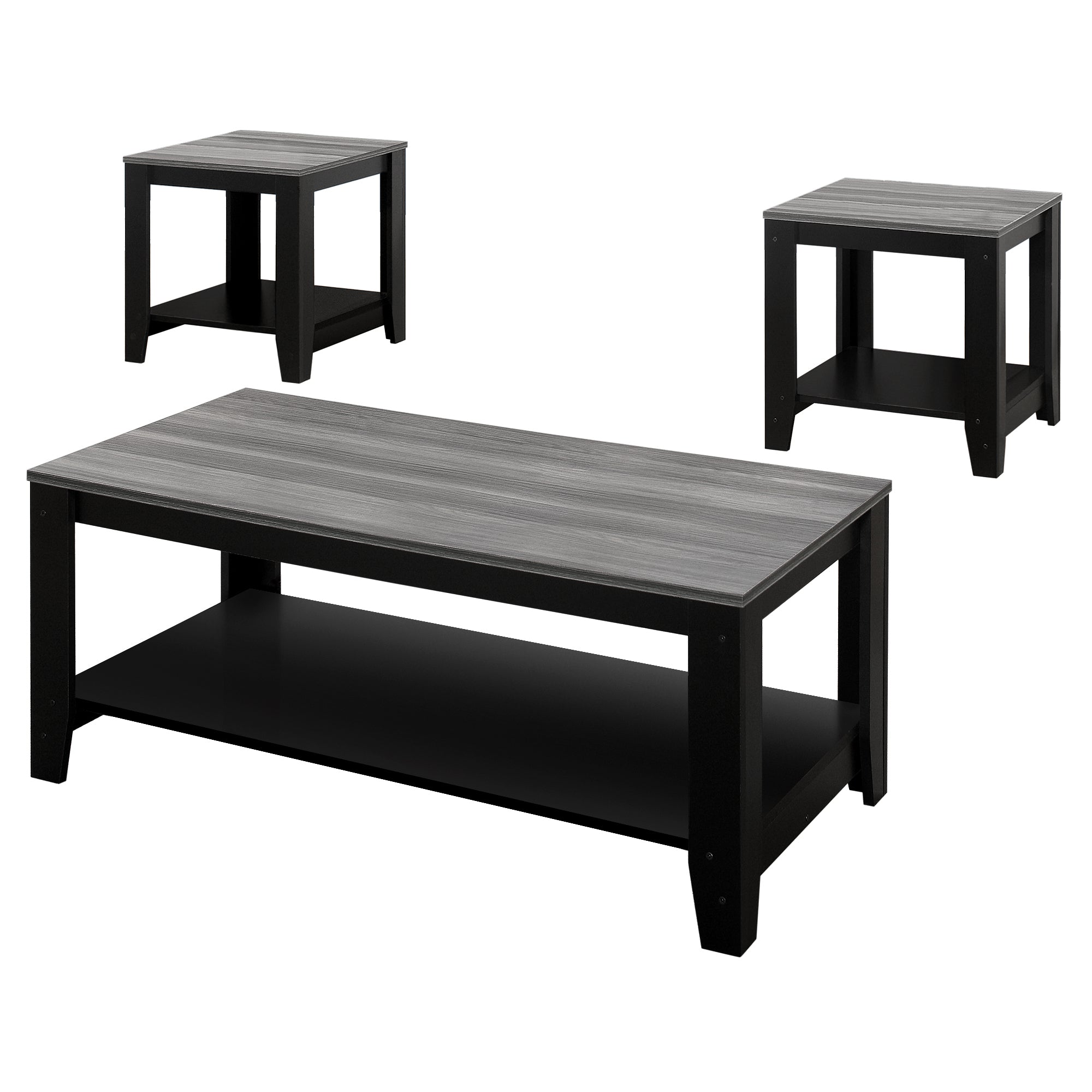 Table Set - 3Pcs Set / Black / Grey Top