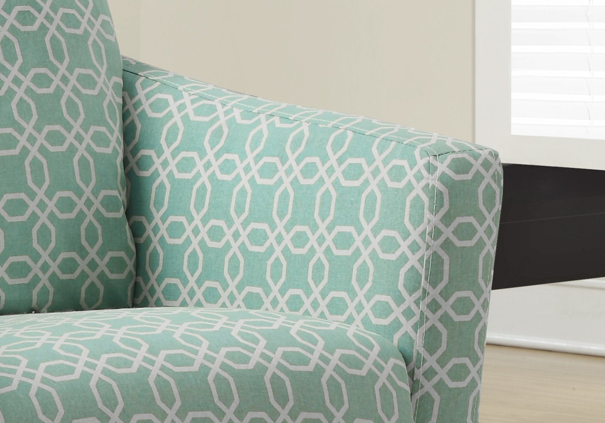Accent Chair - Faded Green Angled Kaleidoscope Fabric
