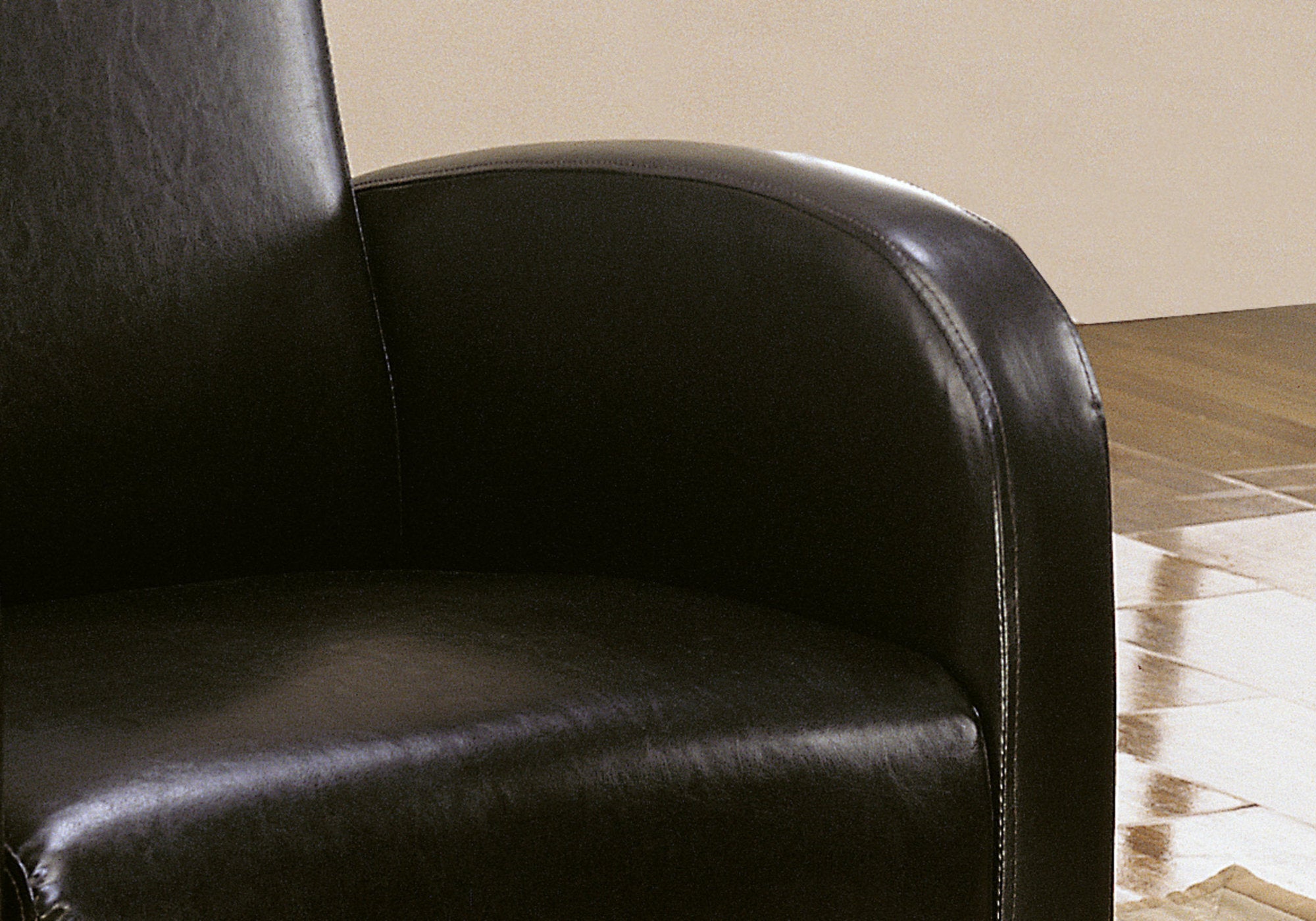 Accent Chair - Dark Brown Leather-Look Fabric