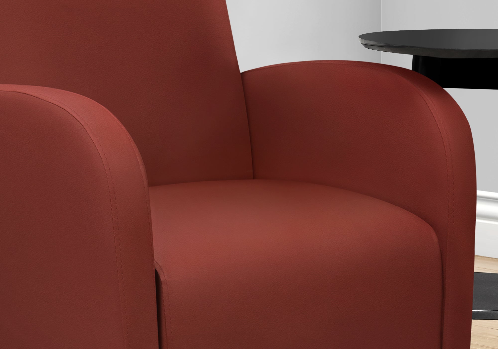 Accent Chair - Red Leather-Look Fabric