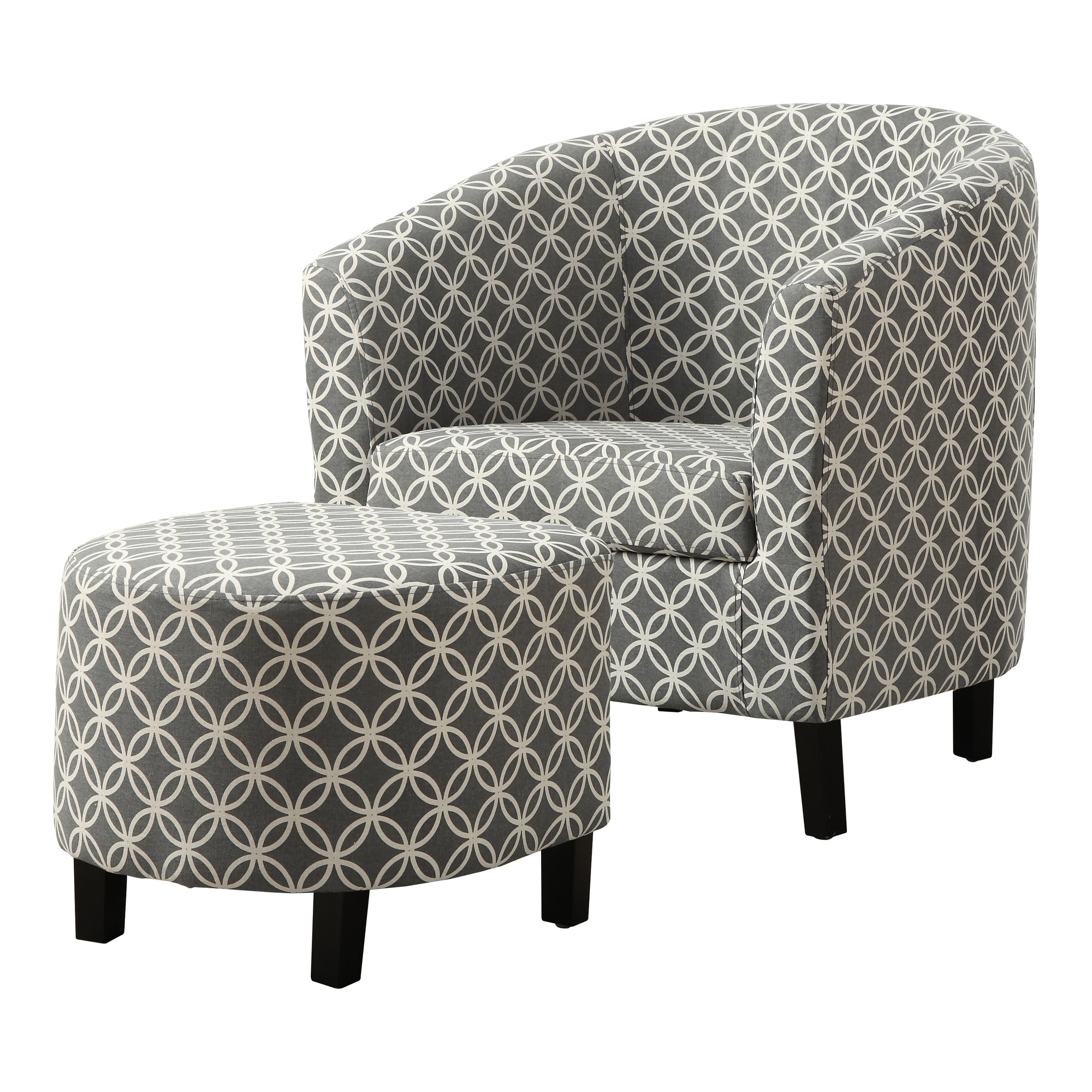 Accent Chair - 2Pcs Set / Grey Circular Fabric
