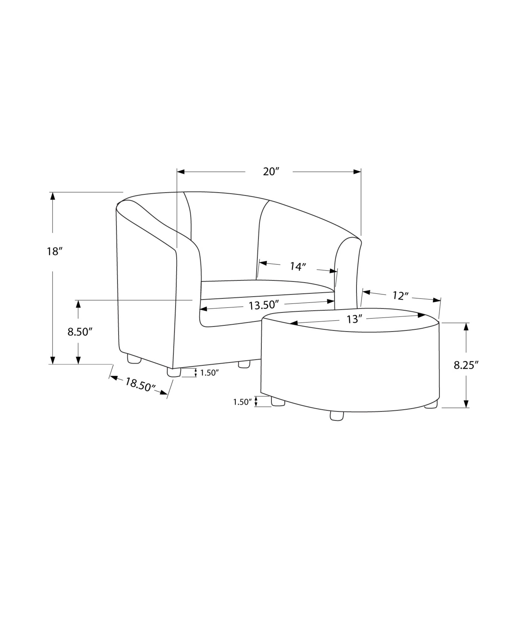Juvenile Chair - 2 Pcs Set / White Leather-Look Fabric