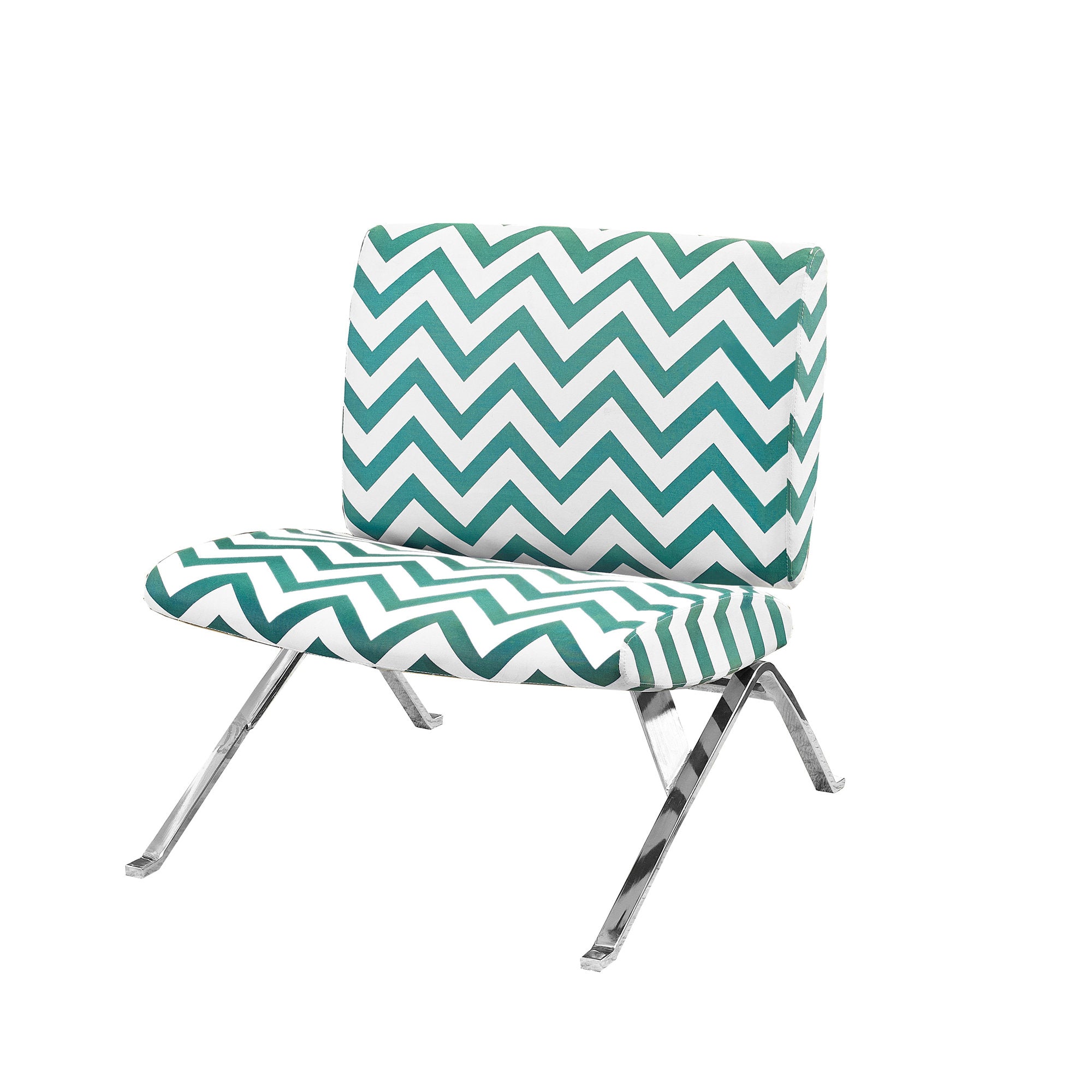 Accent Chair - Teal Chevron Fabric / Chrome Metal