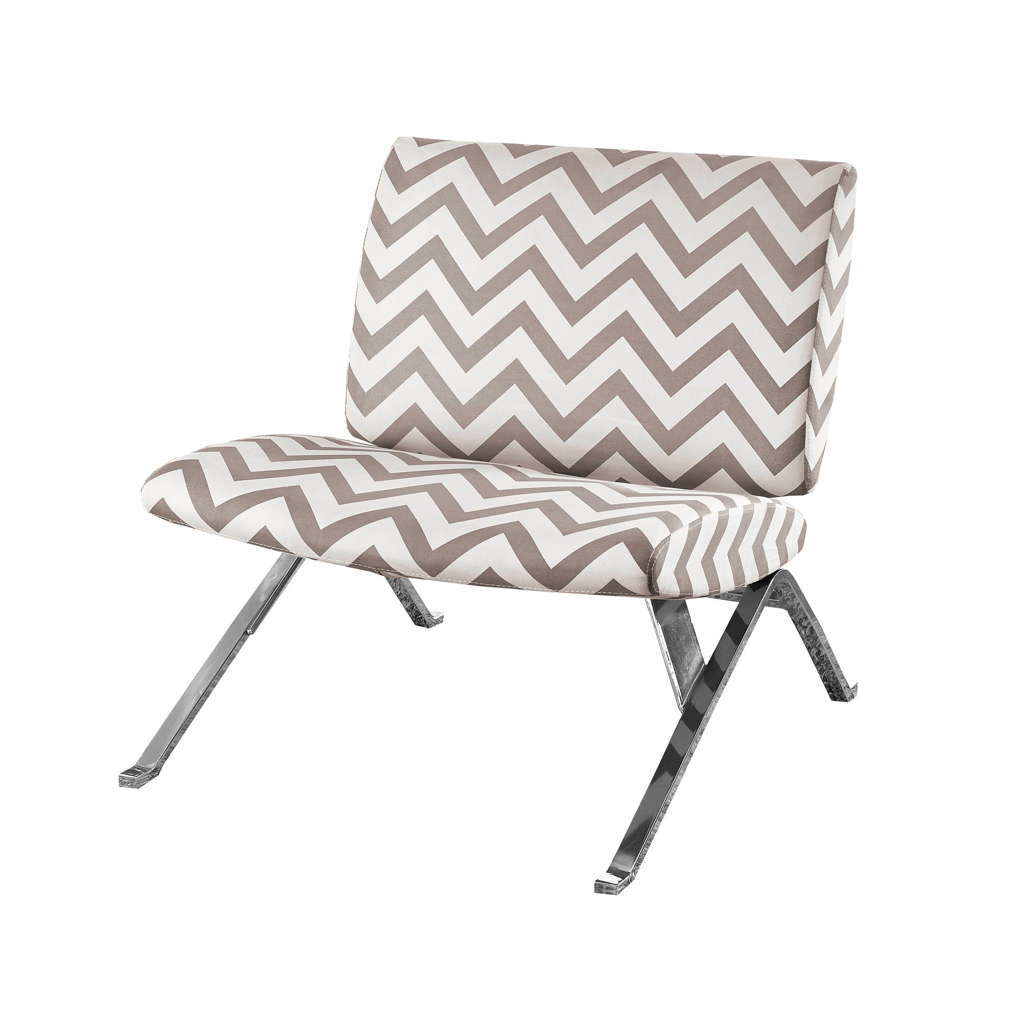 Accent Chair - Dark Taupe Chevron With Chrome Metal