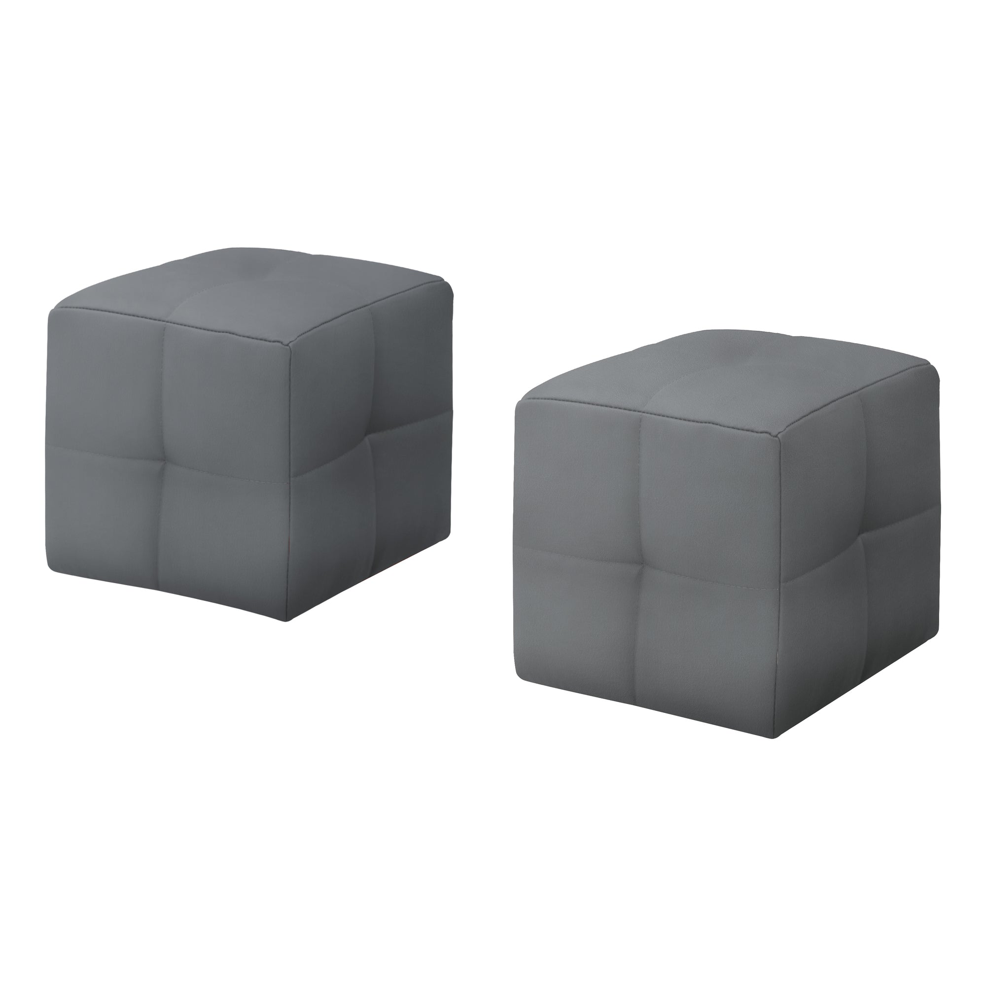 Ottoman - 2Pcs Set / Juvenile/ Grey Leather-Look