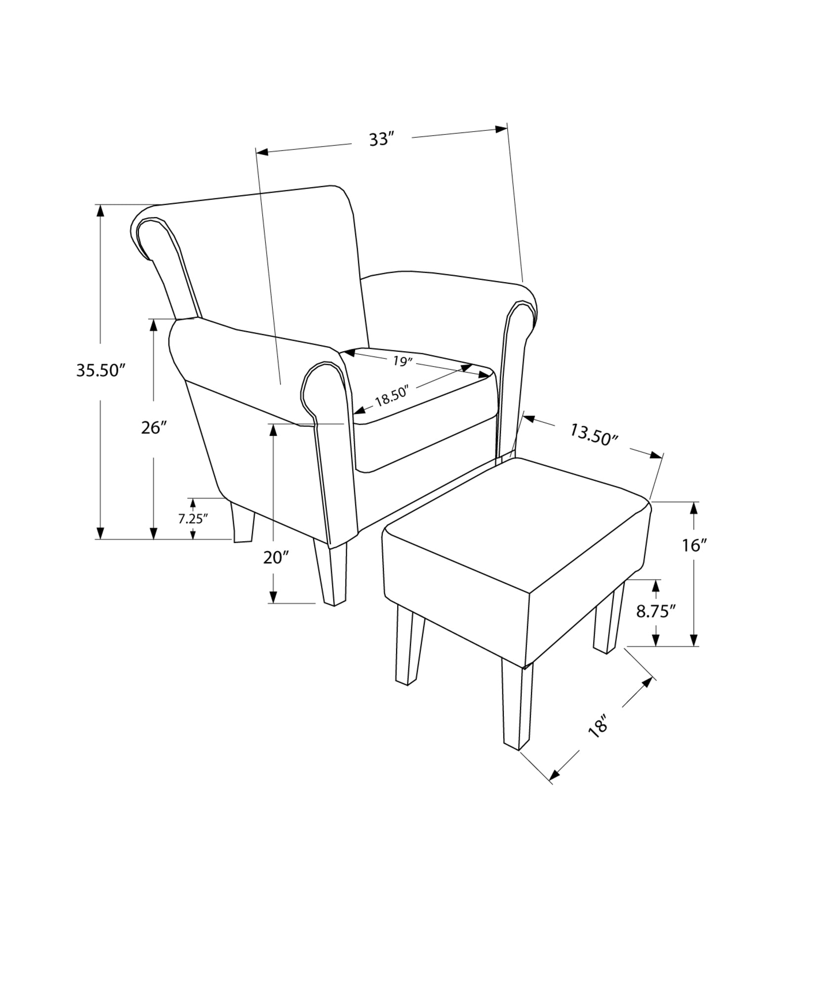 Accent Chair - 2Pcs Set / Vintage French Fabric