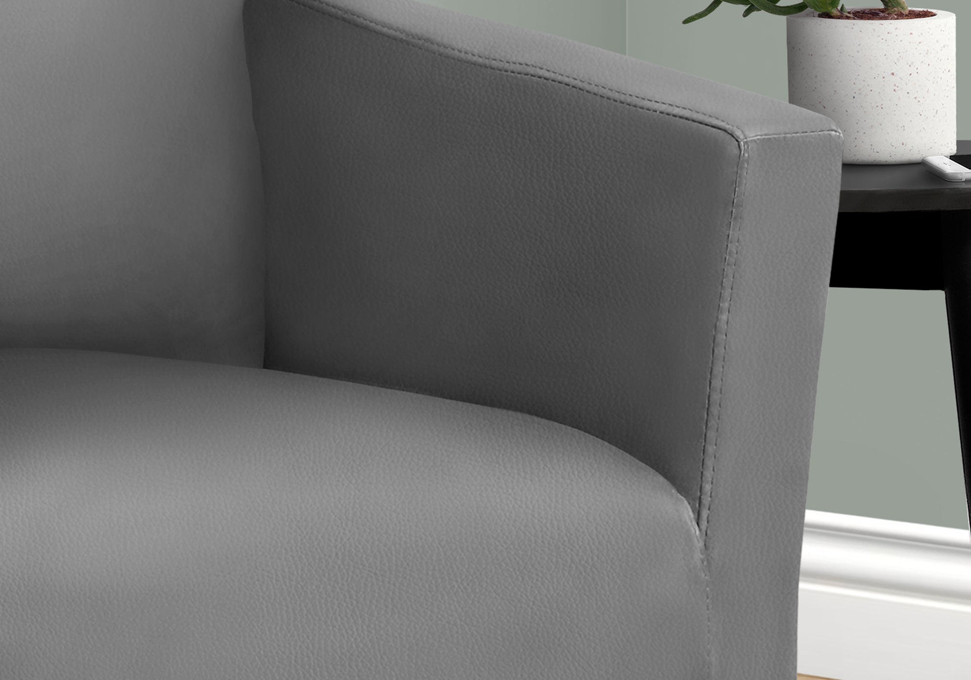 Accent Chair - Grey Leather-Look Fabric