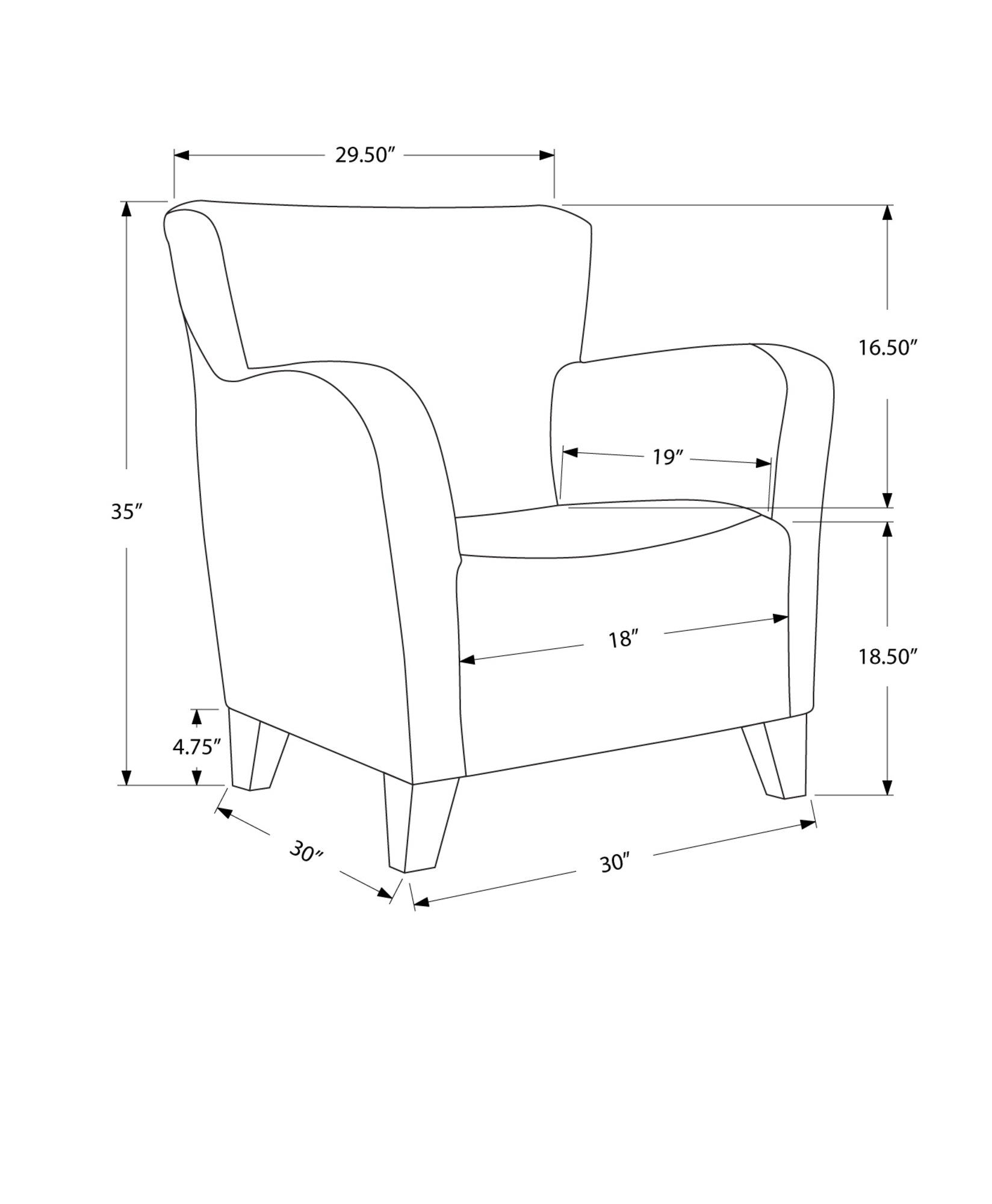 Accent Chair - Brown Brushed Velvet Fabric