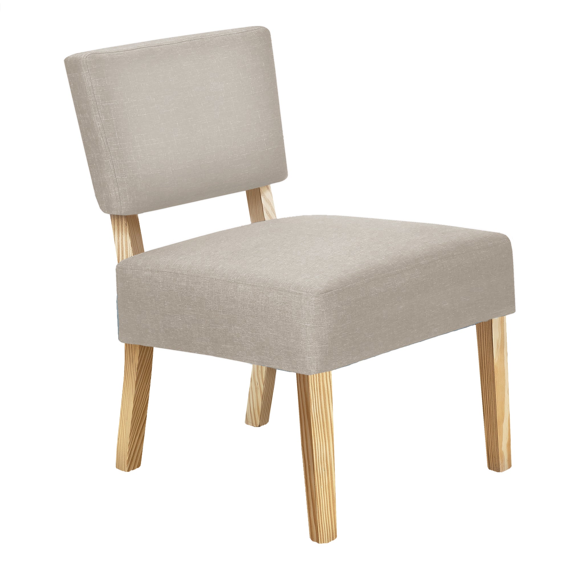Accent Chair - Taupe Fabric / Natural Wood Legs